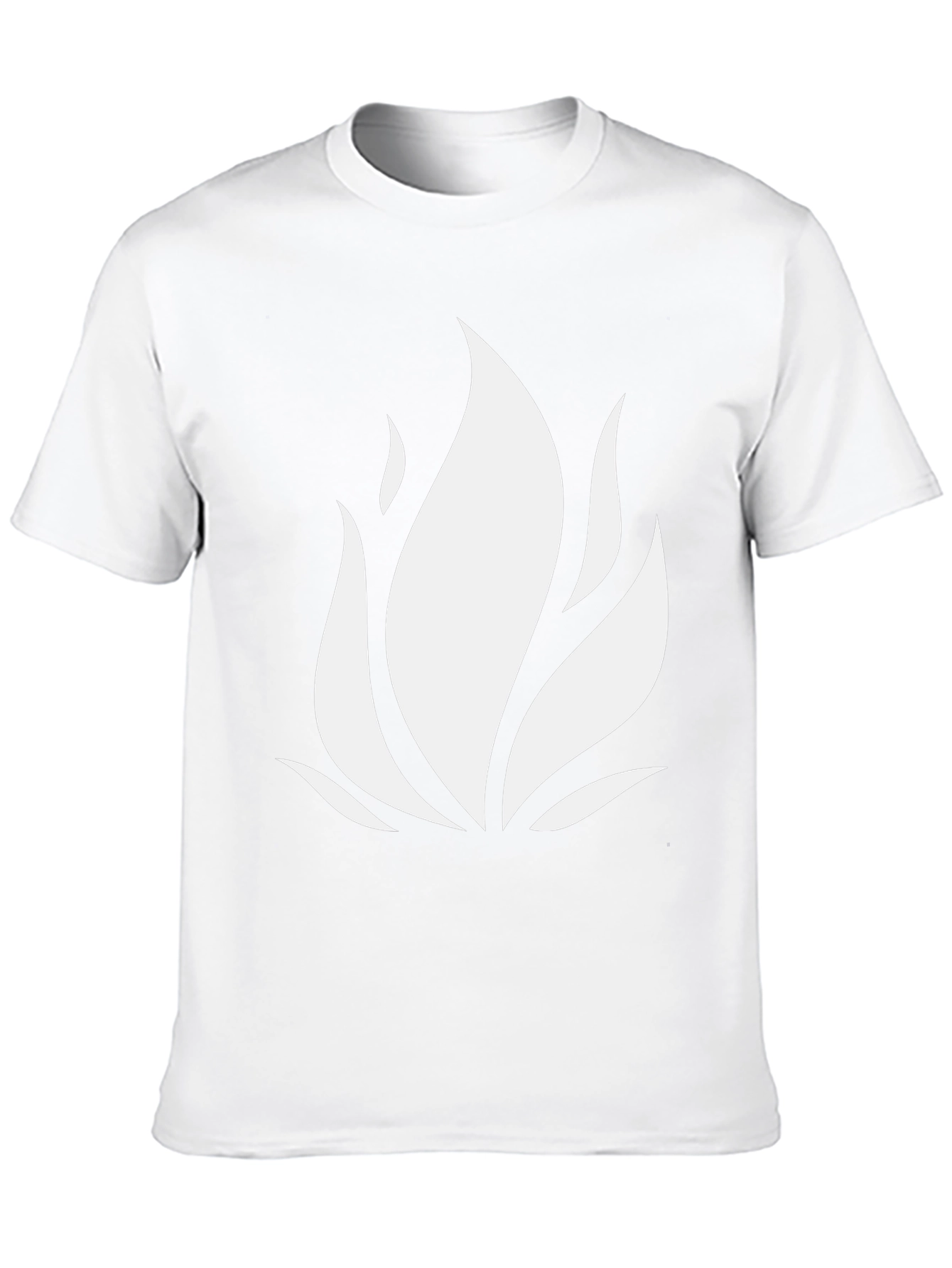 Mens Black T-Shirt with White Flame Design