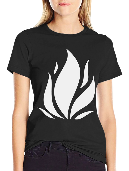 Mens Black T-Shirt with White Flame Design
