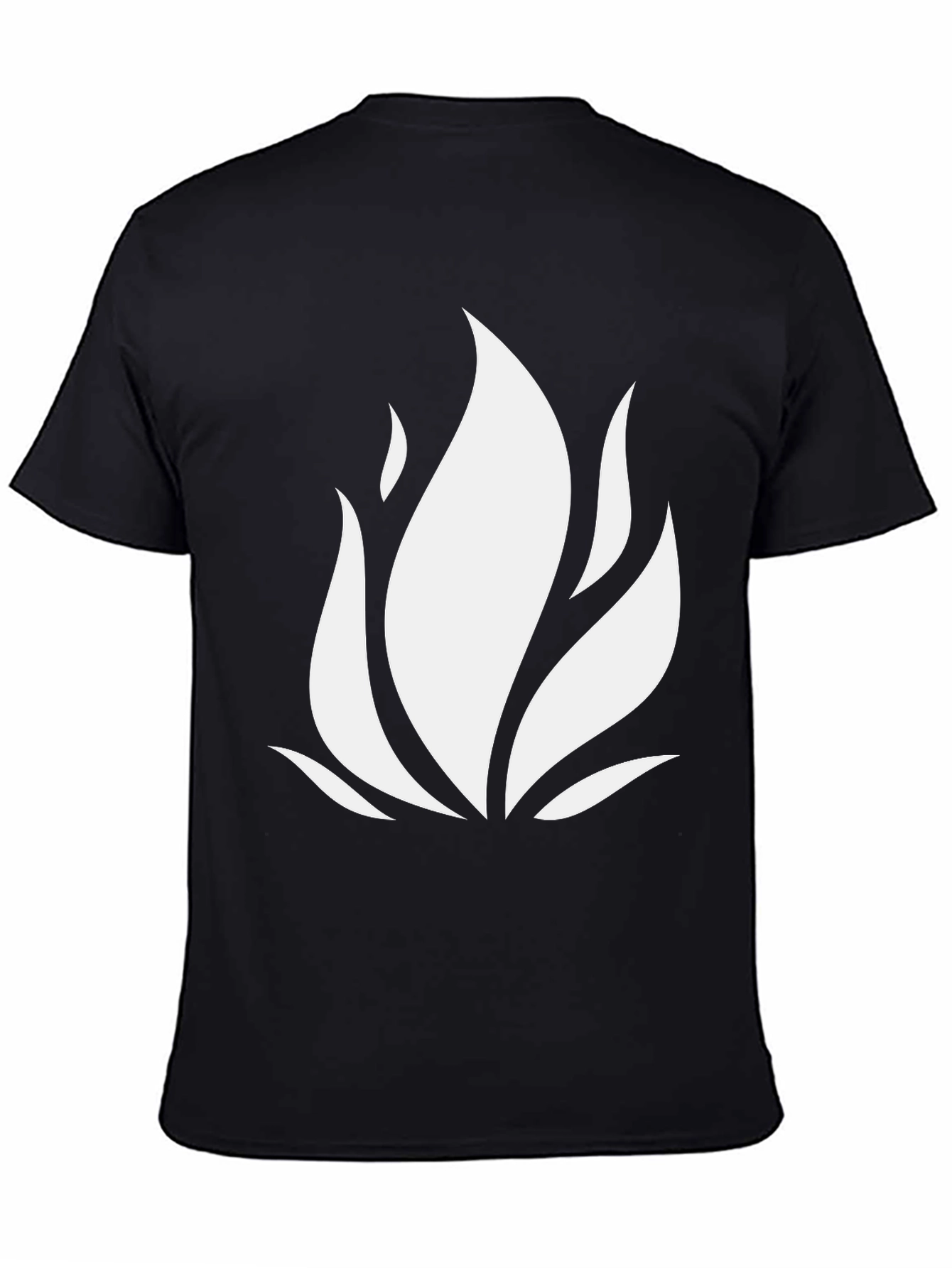 Mens Black T-Shirt with White Flame Design
