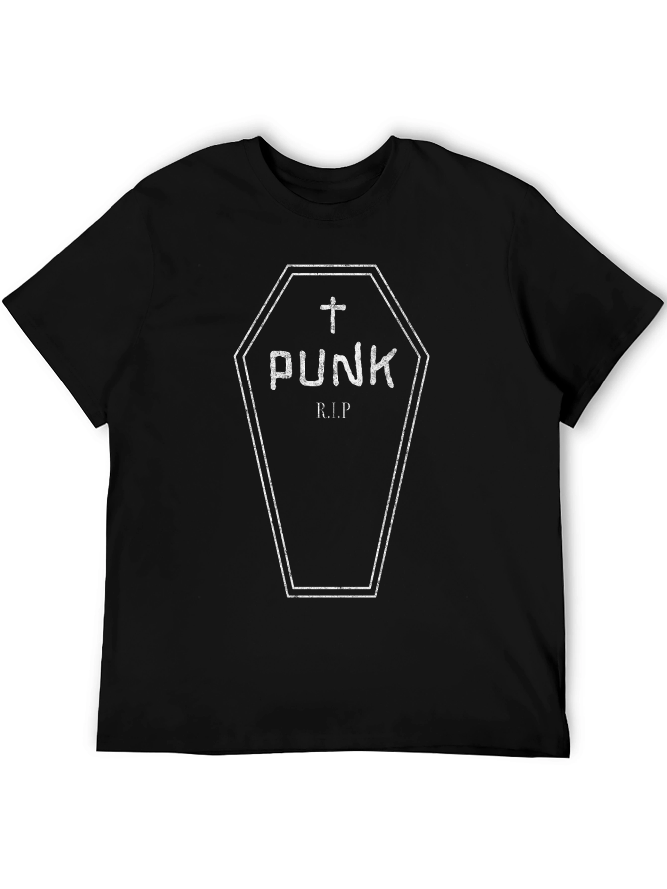 Punk RIP Coffin Graphic Tee - Black Cotton T-Shirt