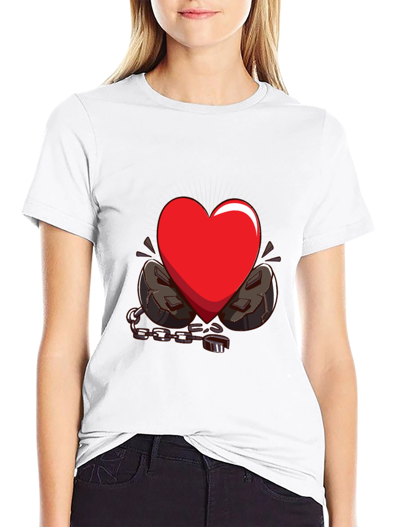 Heart in Chains Graphic T-Shirt - Black
