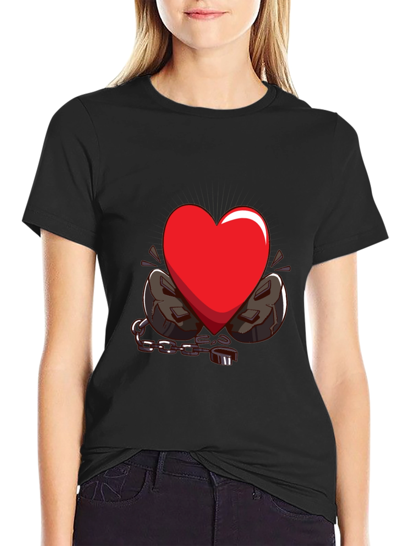 Heart in Chains Graphic T-Shirt - Black