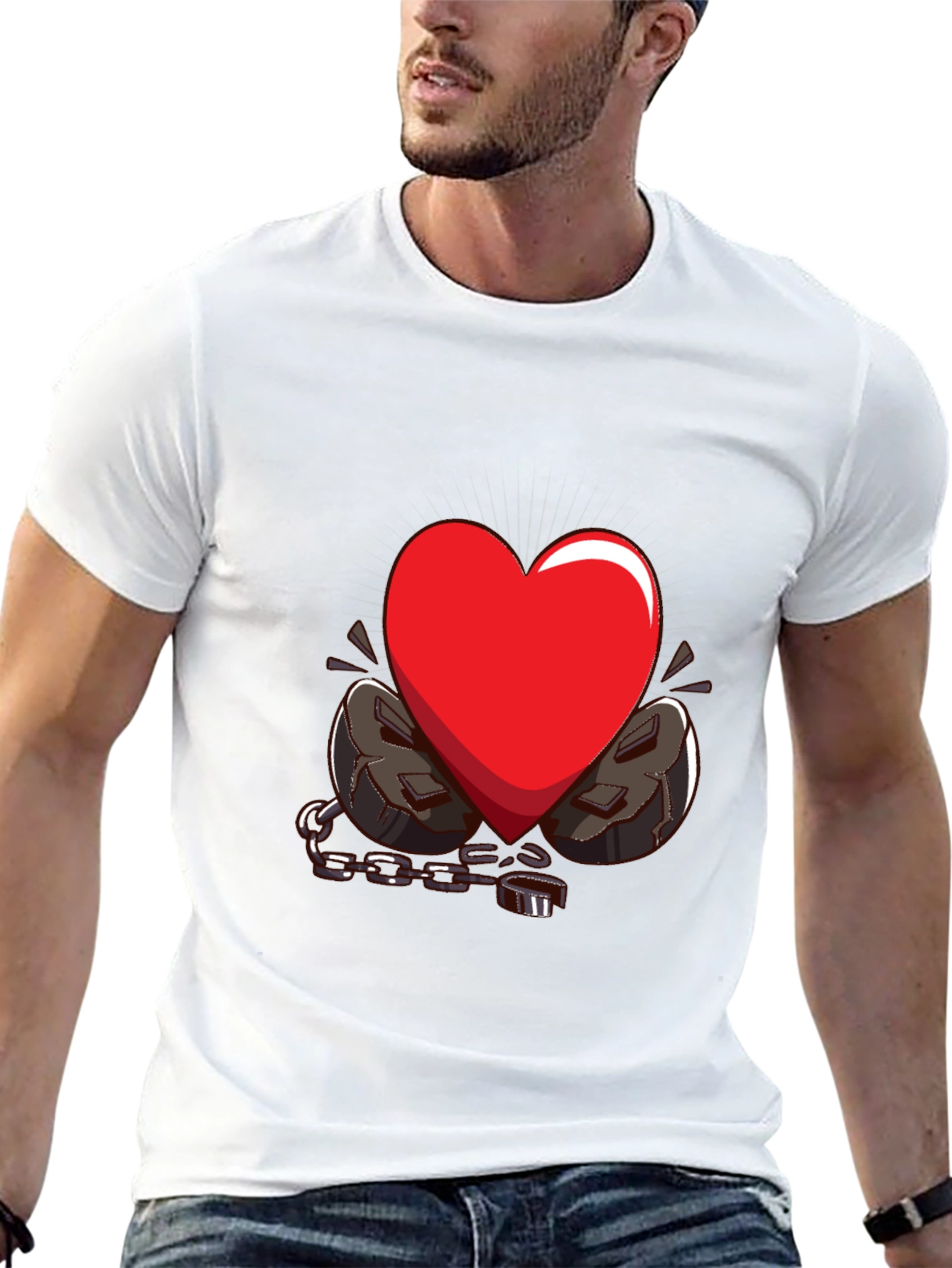 Heart in Chains Graphic T-Shirt - Black