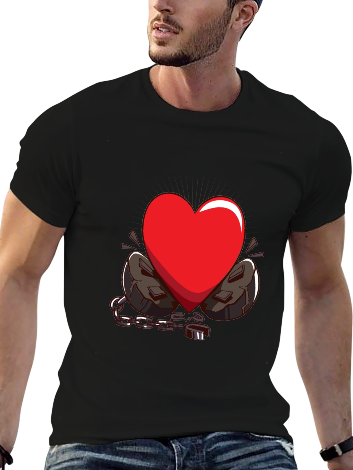 Heart in Chains Graphic T-Shirt - Black
