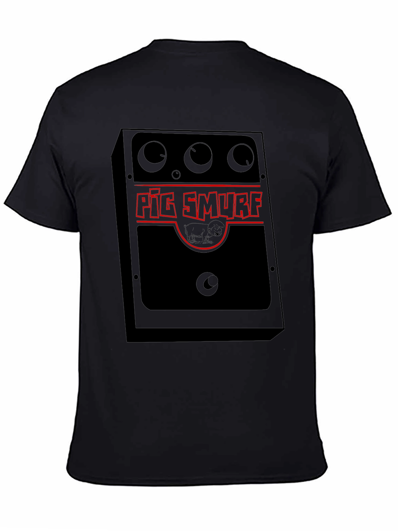 Pig Smurf Graphic Tee - Black Novelty T-Shirt