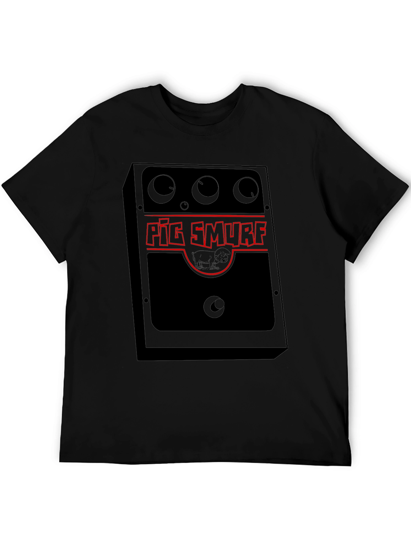 Pig Smurf Graphic Tee - Black Novelty T-Shirt