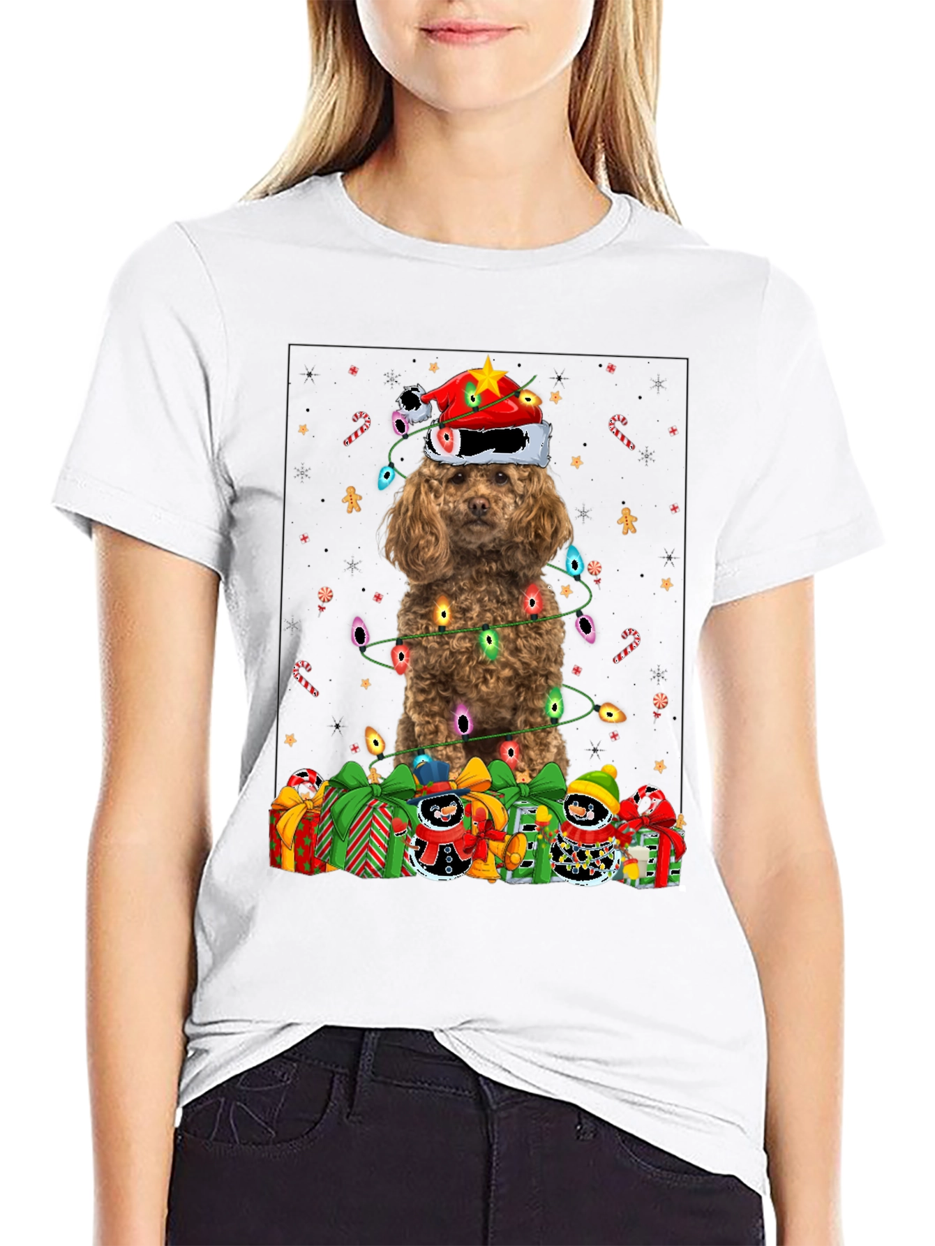 Festive Poodle Christmas T-Shirt