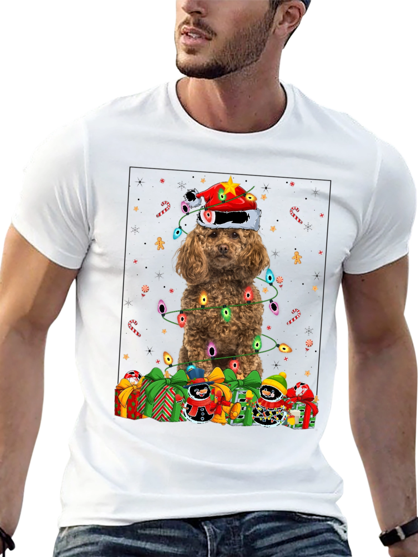 Festive Poodle Christmas T-Shirt