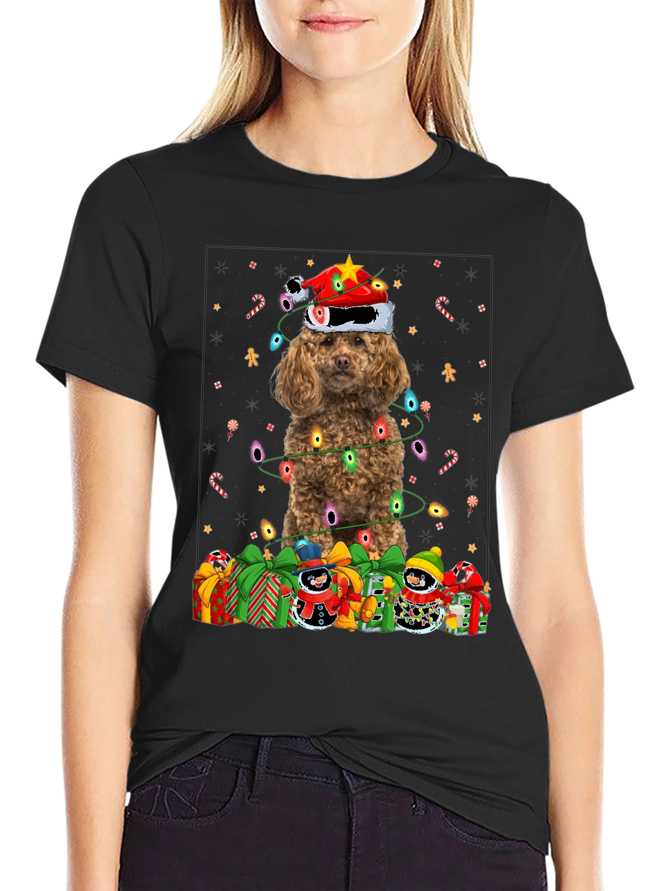 Festive Poodle Christmas T-Shirt