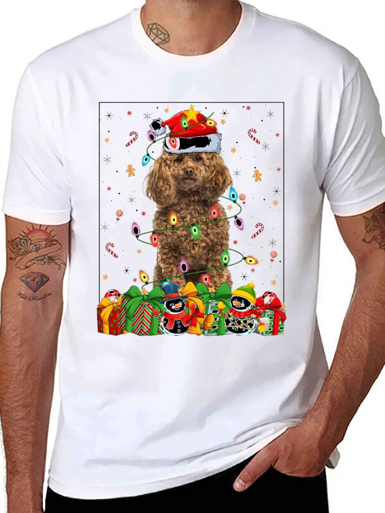 Festive Poodle Christmas T-Shirt