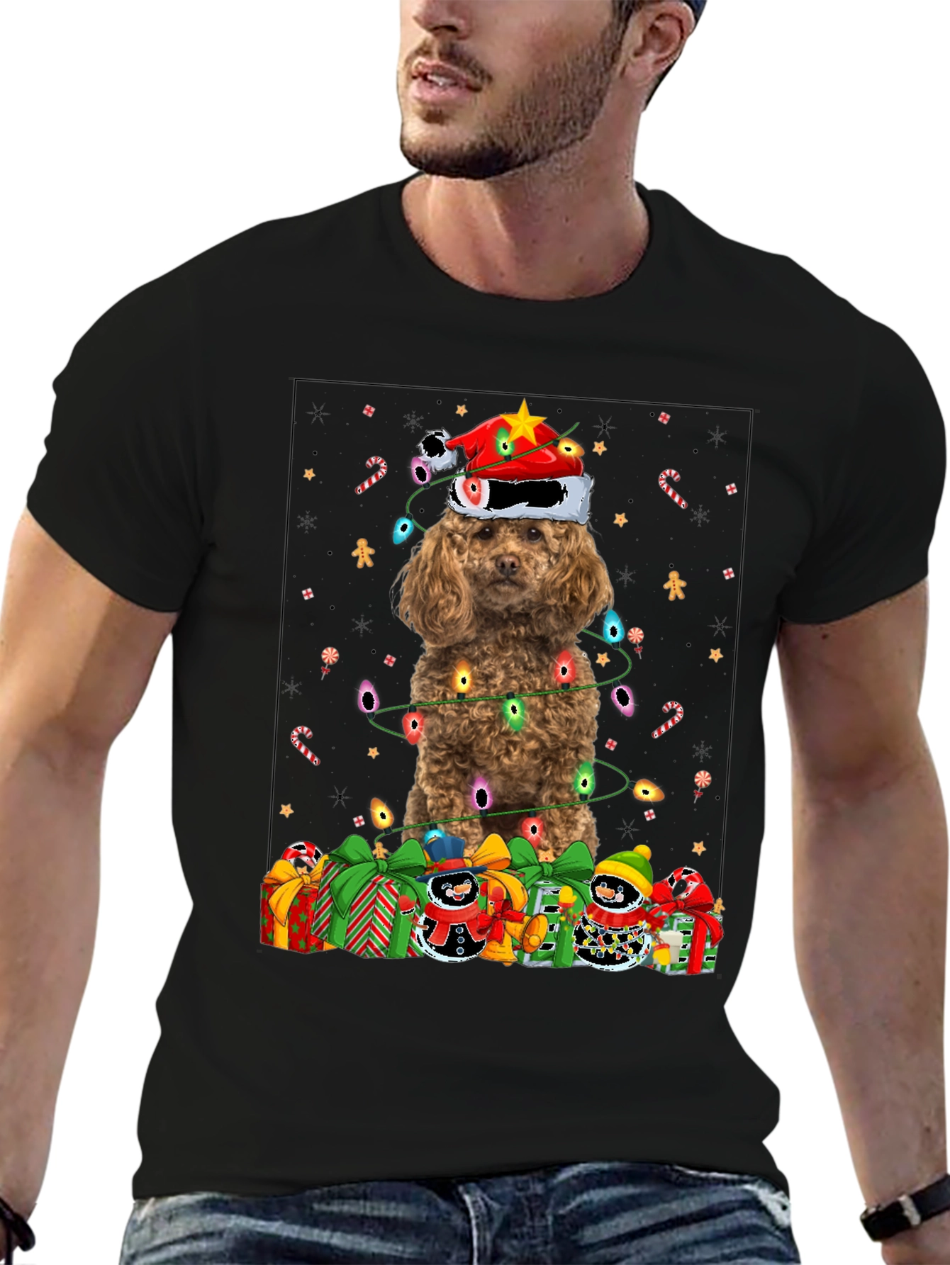 Festive Poodle Christmas T-Shirt