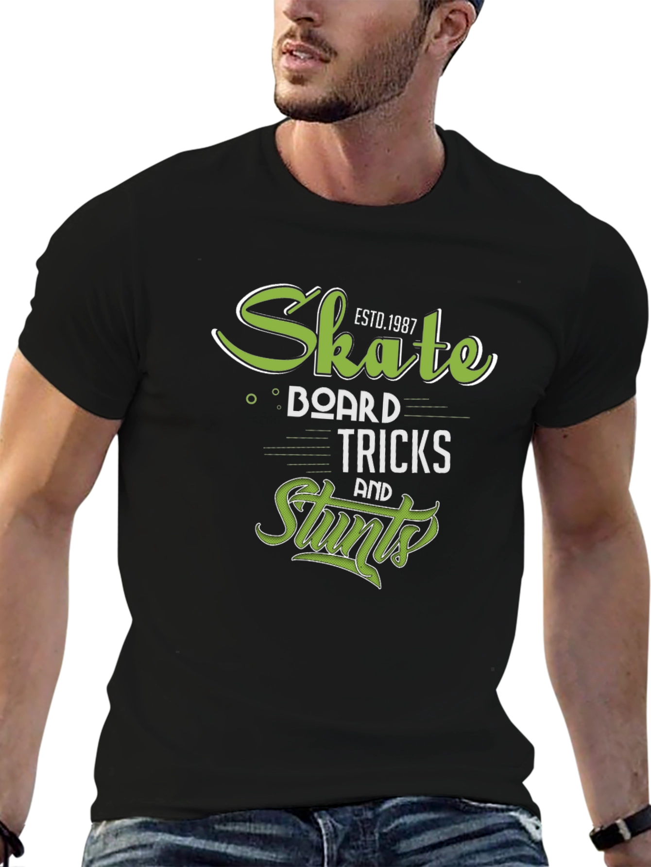 Skateboard Tricks & Stunts Black T-Shirt