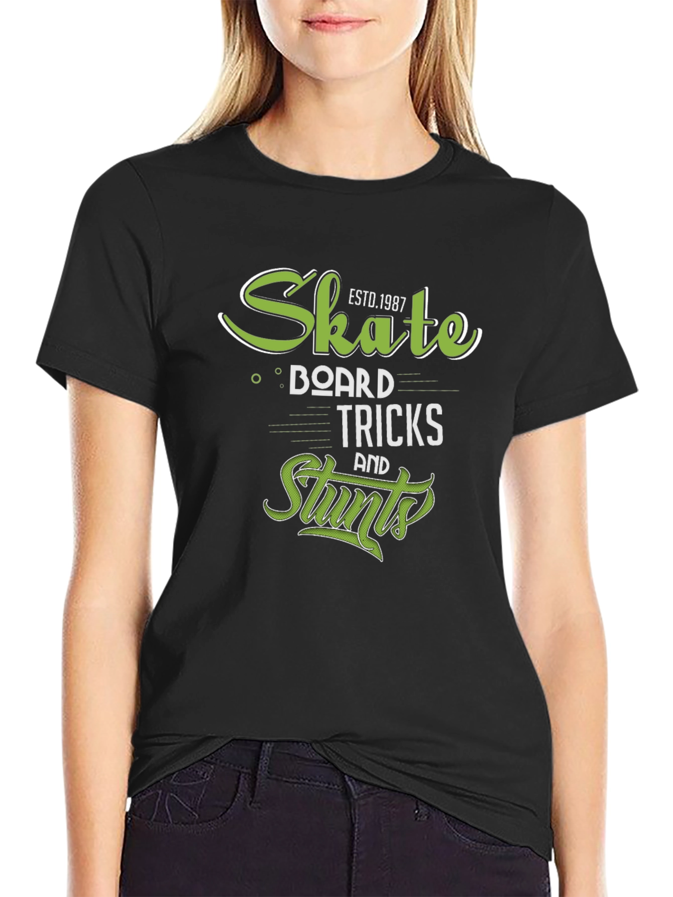 Skateboard Tricks & Stunts Black T-Shirt