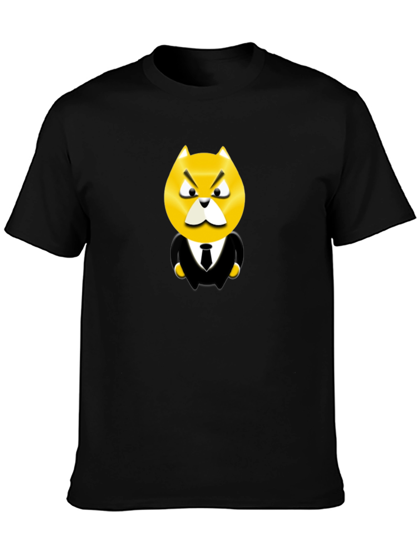 Cartoon Cat Boss Graphic Tee - Black