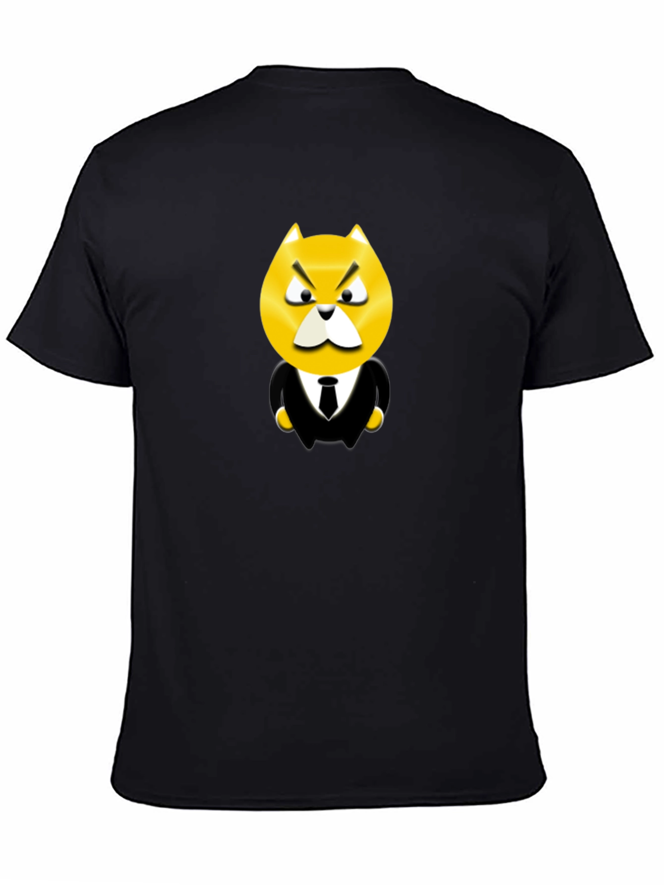 Cartoon Cat Boss Graphic Tee - Black