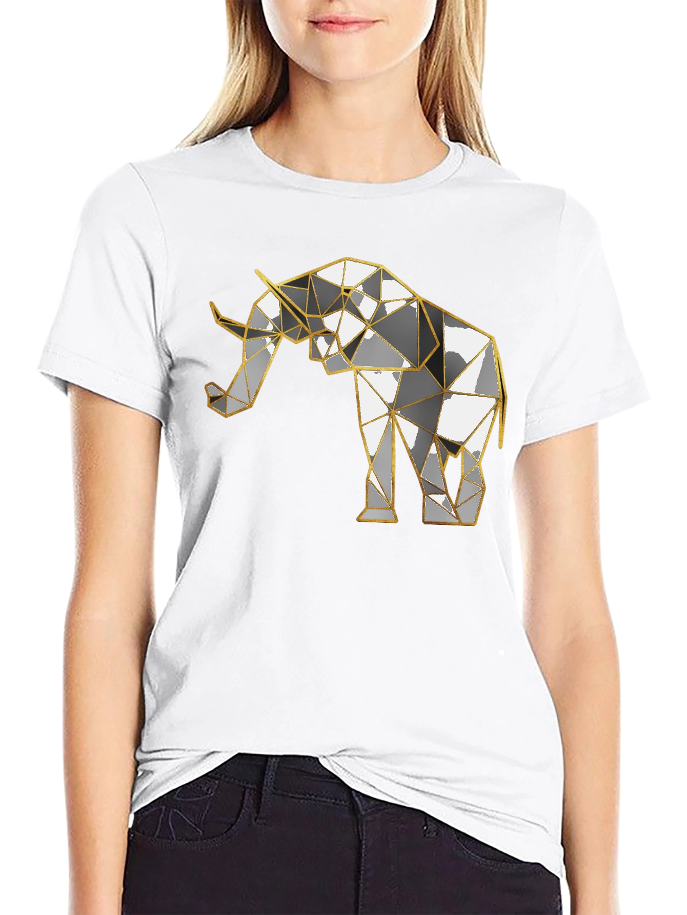 Geometric Elephant Graphic Tee - Modern Style