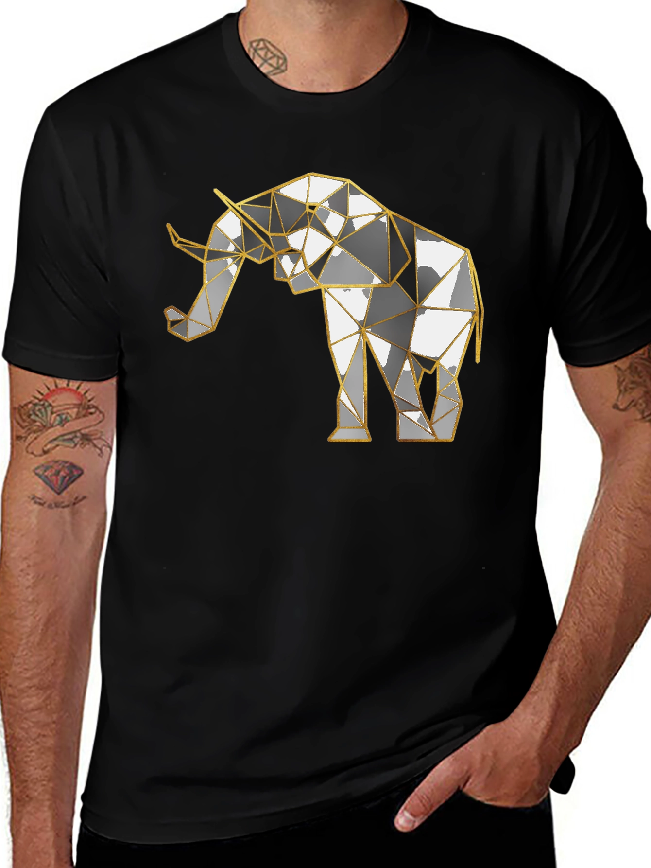 Geometric Elephant Graphic Tee - Modern Style