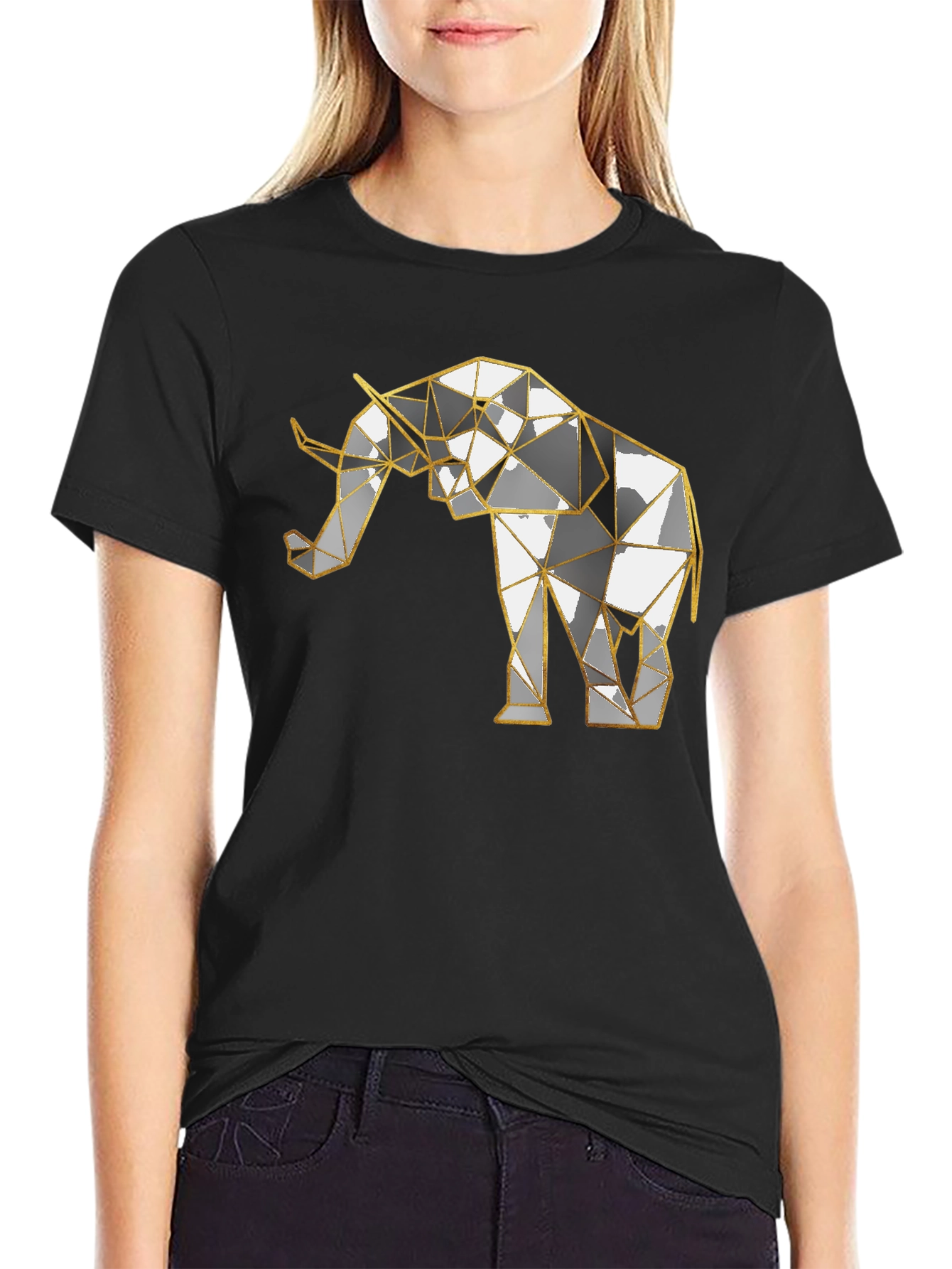 Geometric Elephant Graphic Tee - Modern Style