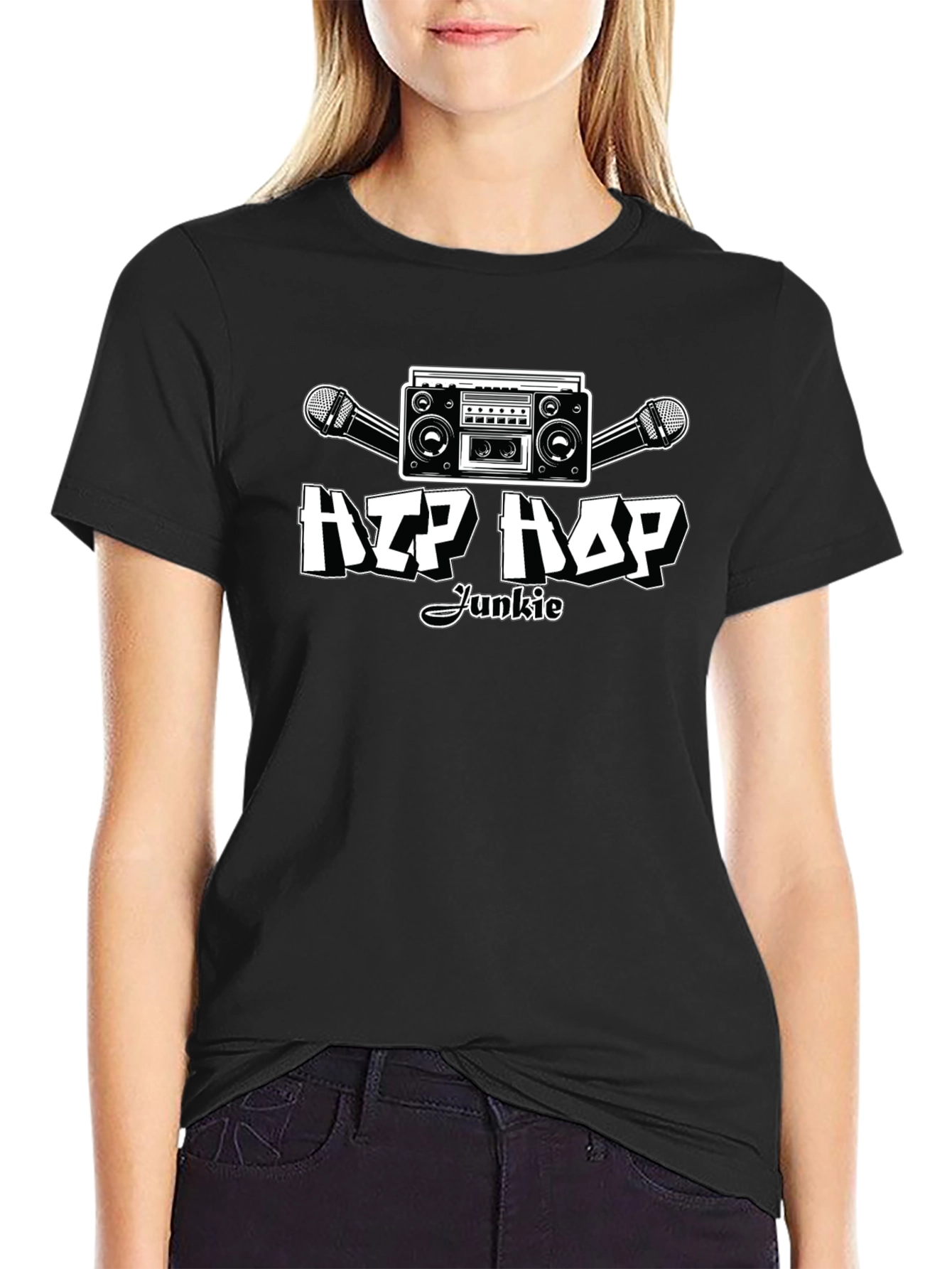 Hip Hop Junkie Black T-Shirt - Music Lover Apparel