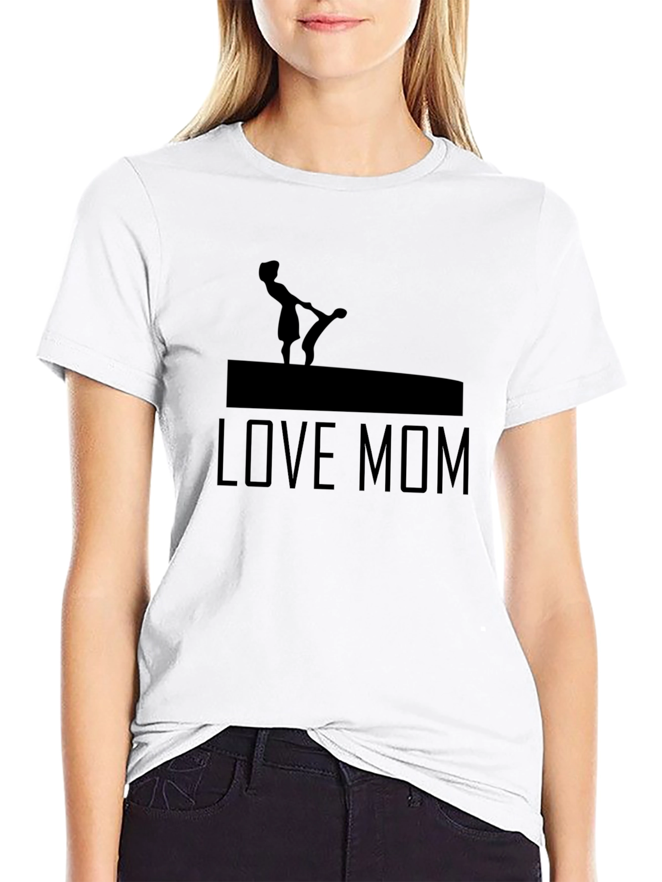 Love Mom Graphic Tee - Black Cotton T-Shirt