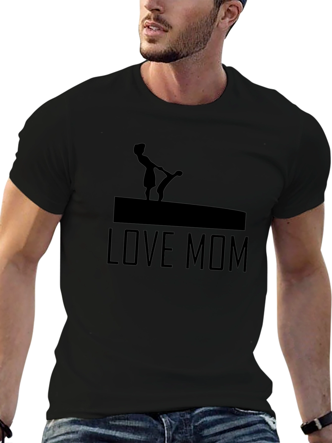 Love Mom Graphic Tee - Black Cotton T-Shirt