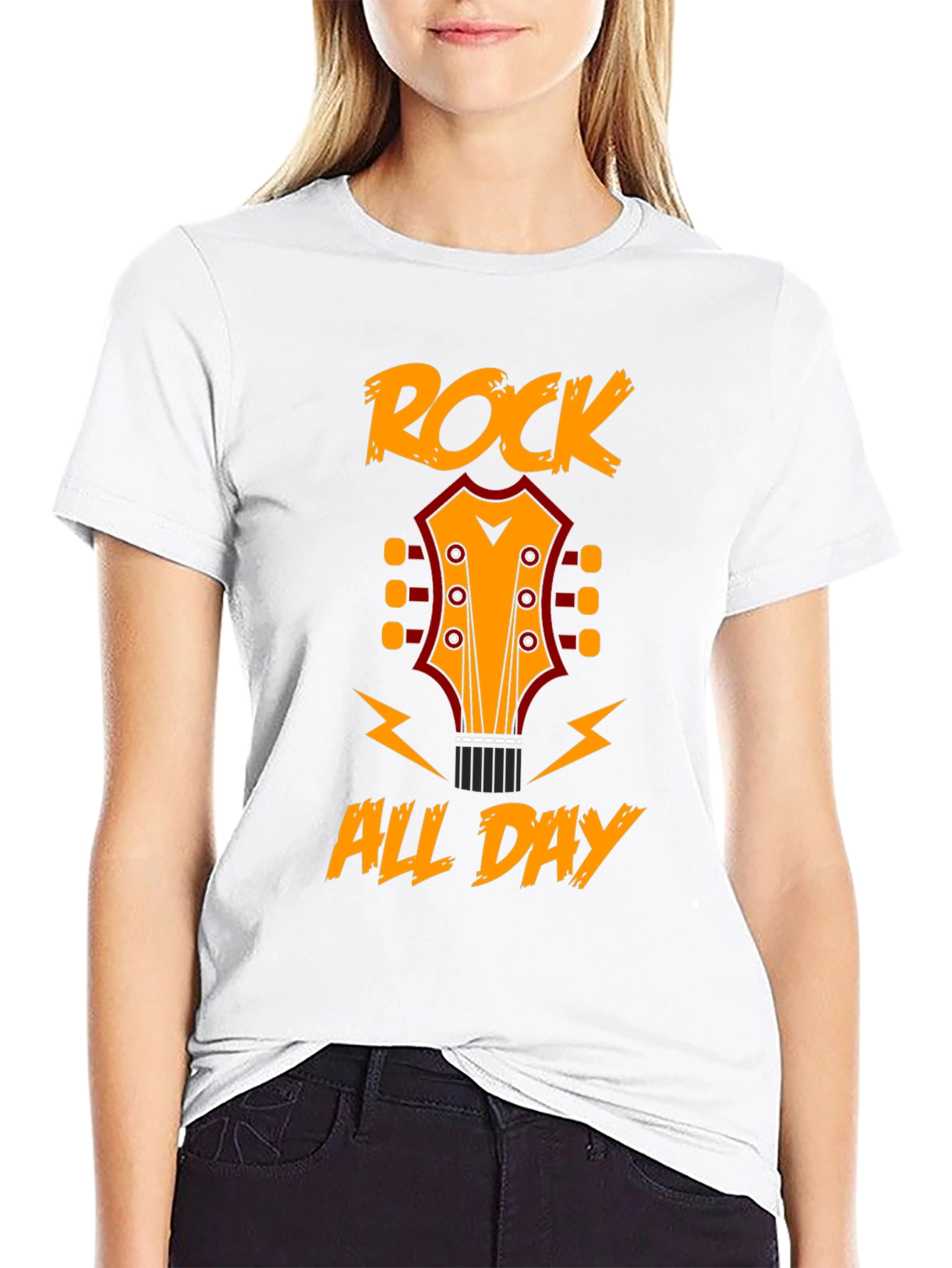 Rock All Day T-Shirt: Guitar Headstock Design