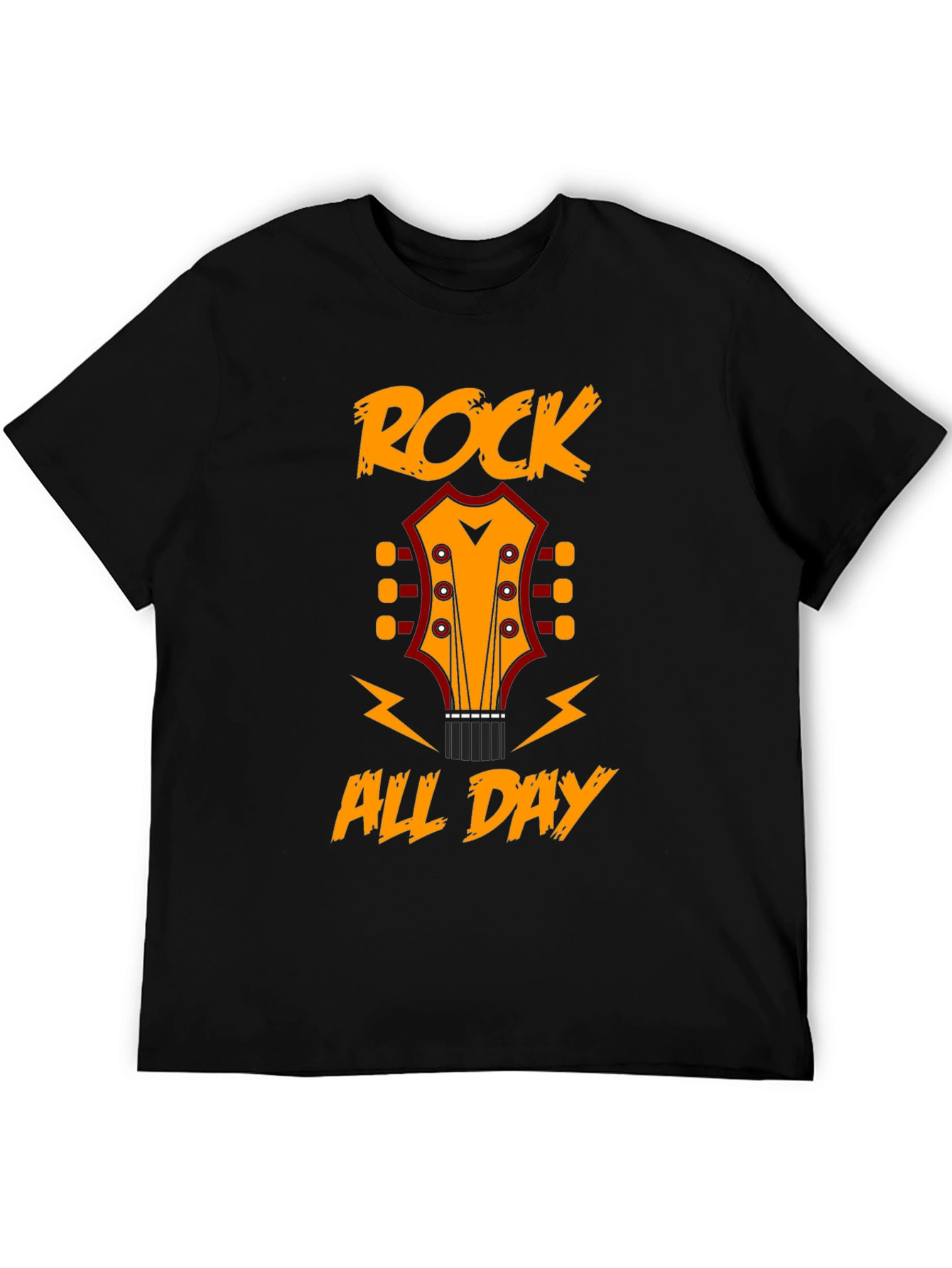 Rock All Day T-Shirt: Guitar Headstock Design