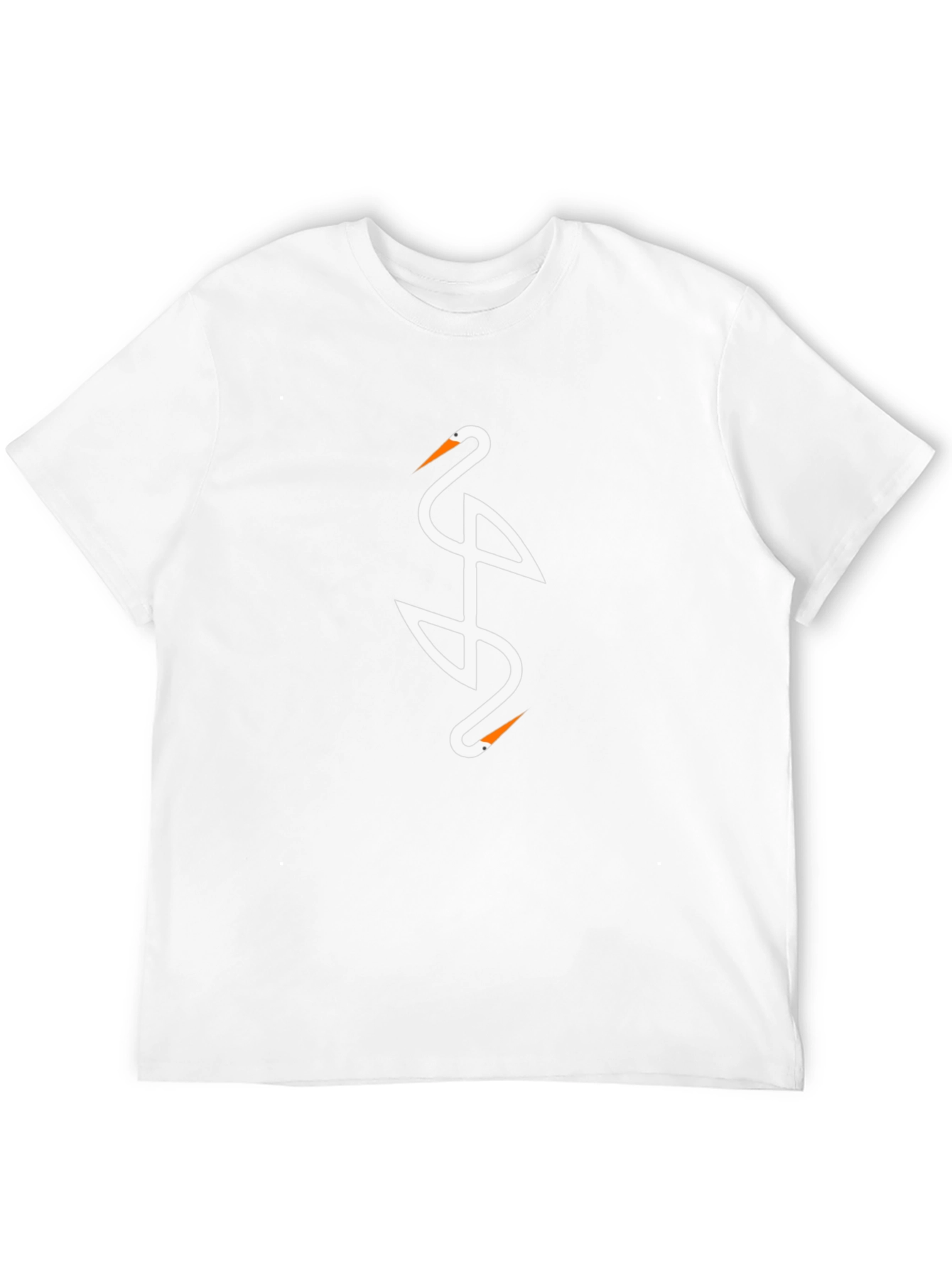 Elegant Crane Design Black T-Shirt