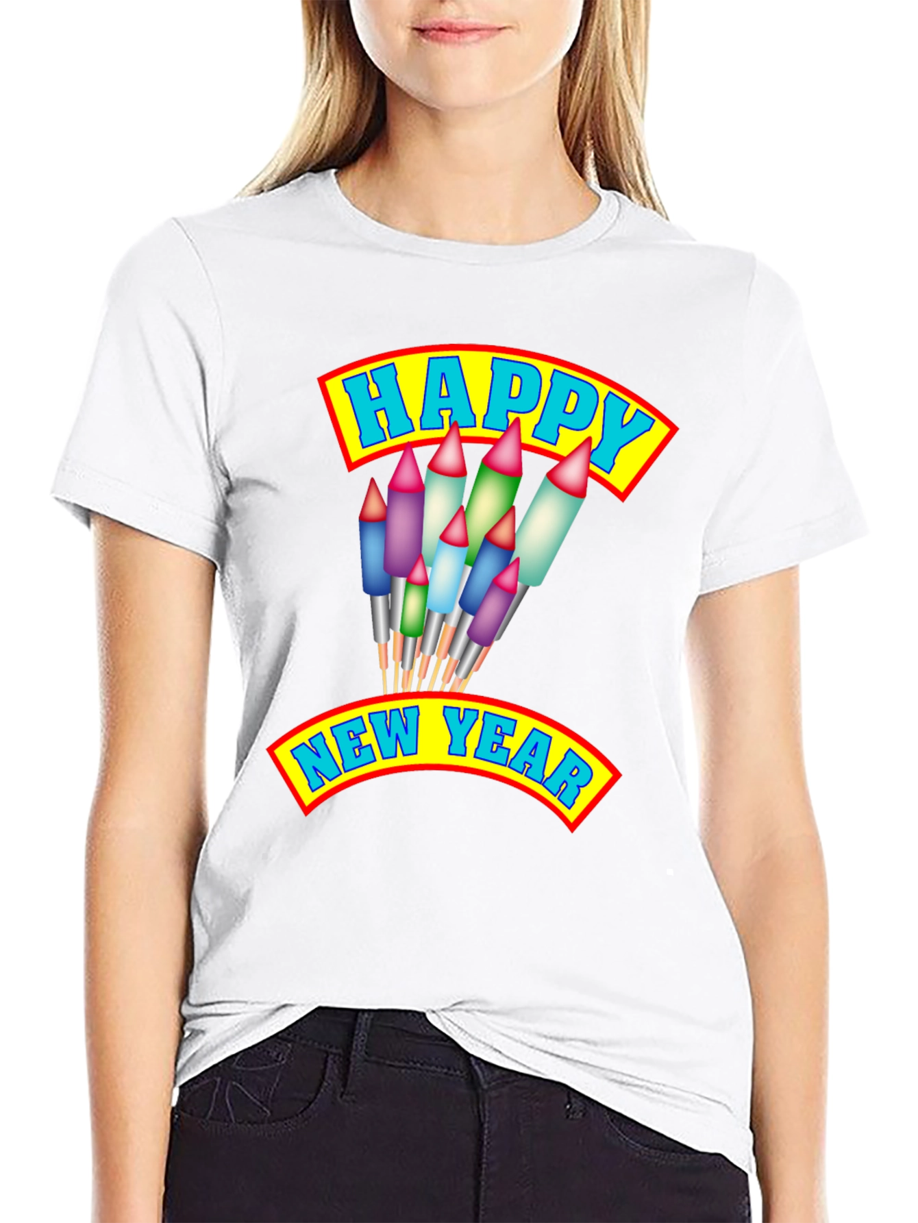 Happy New Year T-Shirt with Fireworks