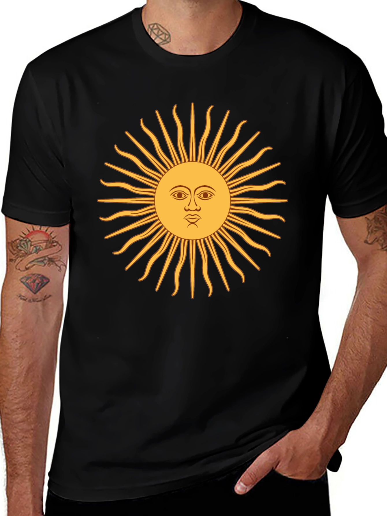 Sun Graphic Black T-Shirt - Casual & Stylish