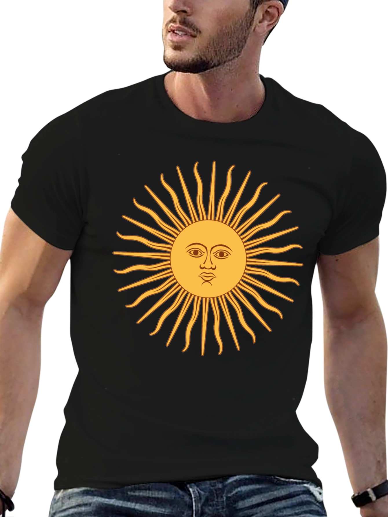 Sun Graphic Black T-Shirt - Casual & Stylish