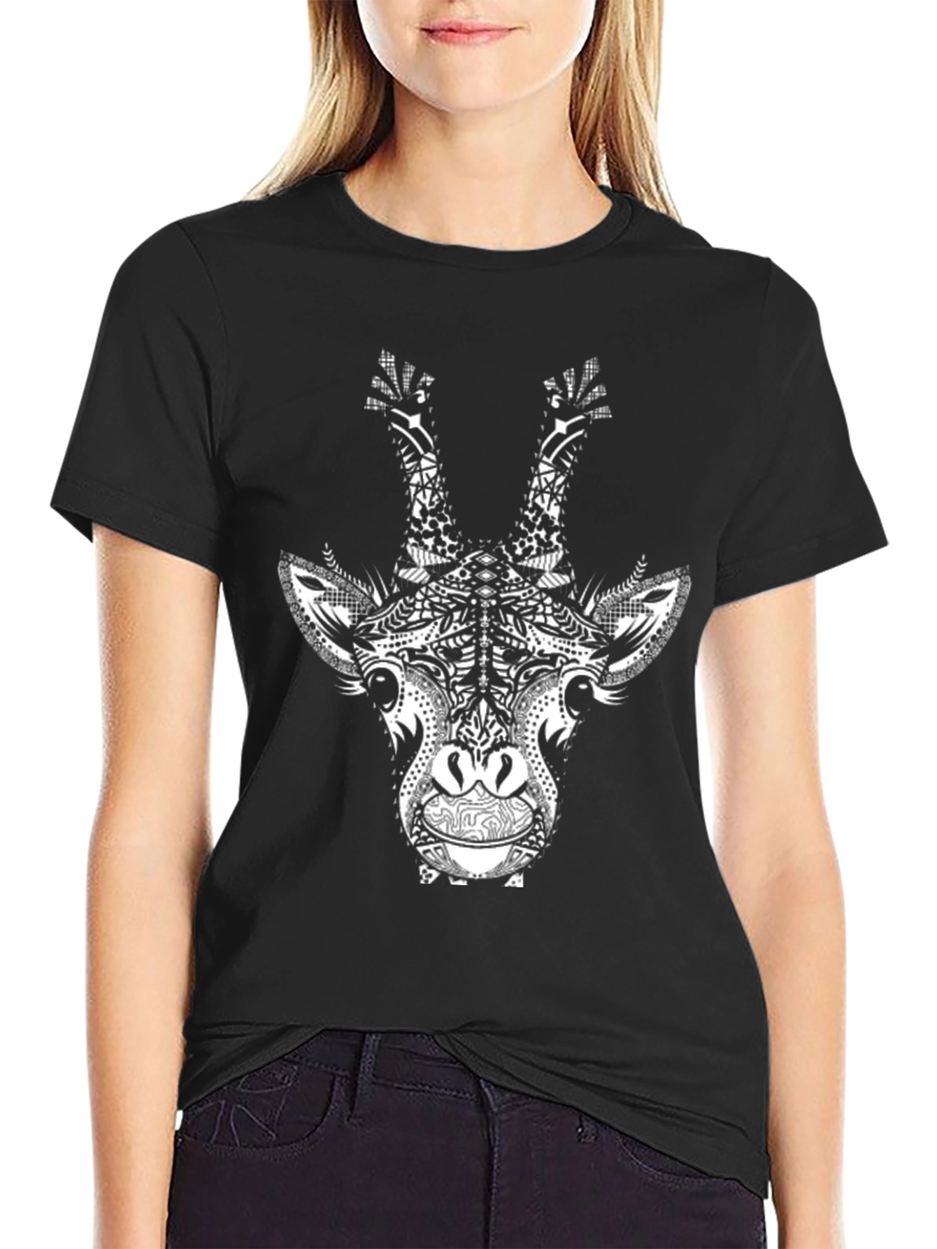 Giraffe Graphic Black T-Shirt