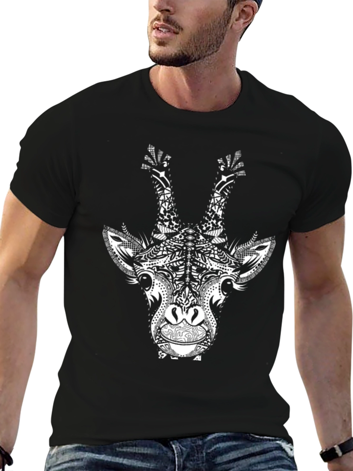 Giraffe Graphic Black T-Shirt