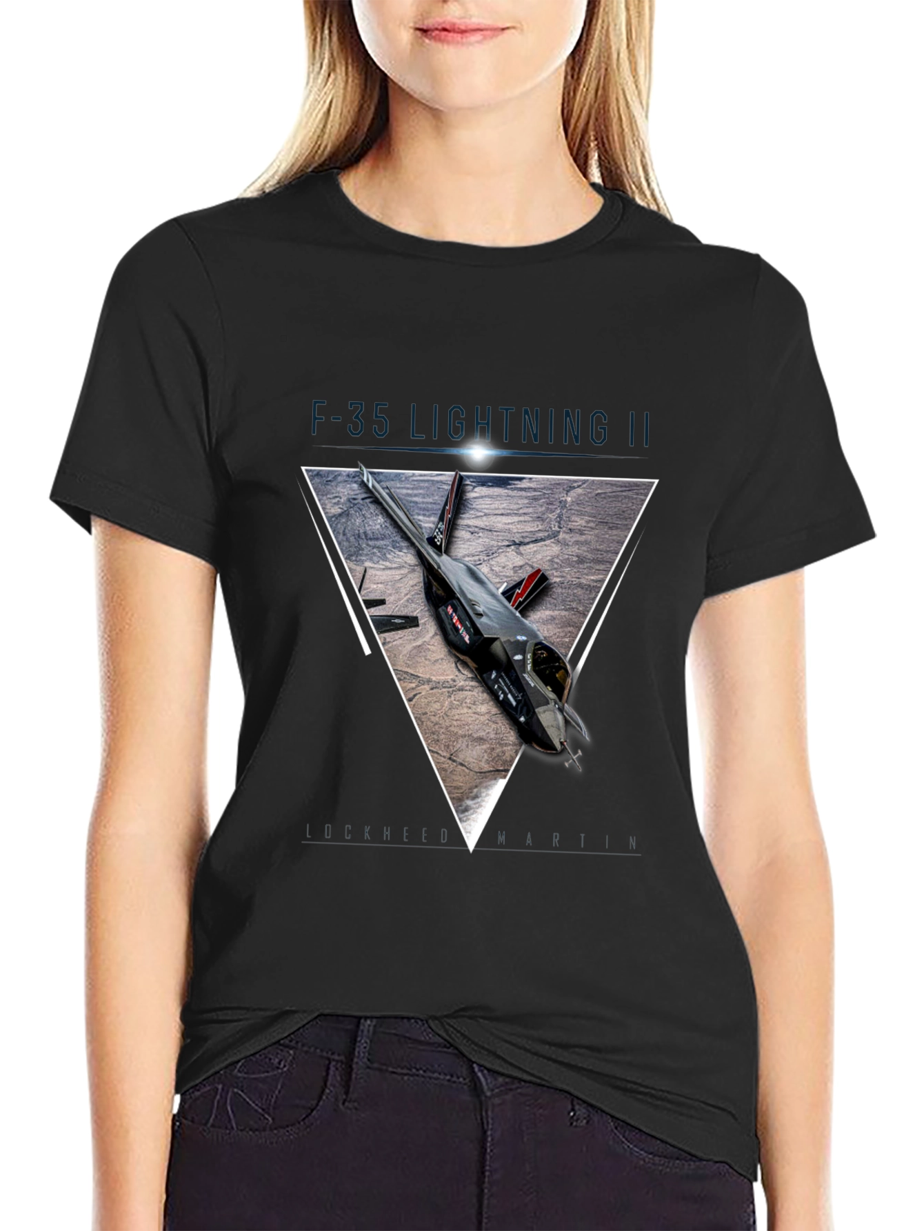 F-35 Lightning II T-Shirt: Geometric Jet Design Premium Cotton
