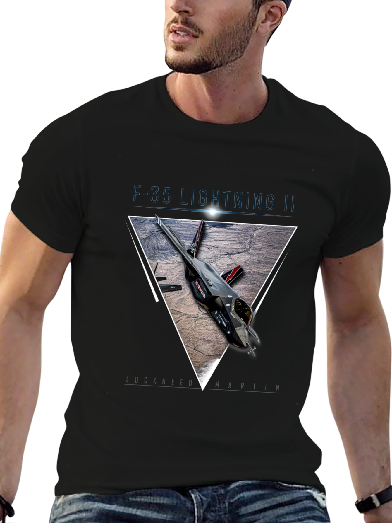 F-35 Lightning II T-Shirt: Geometric Jet Design Premium Cotton