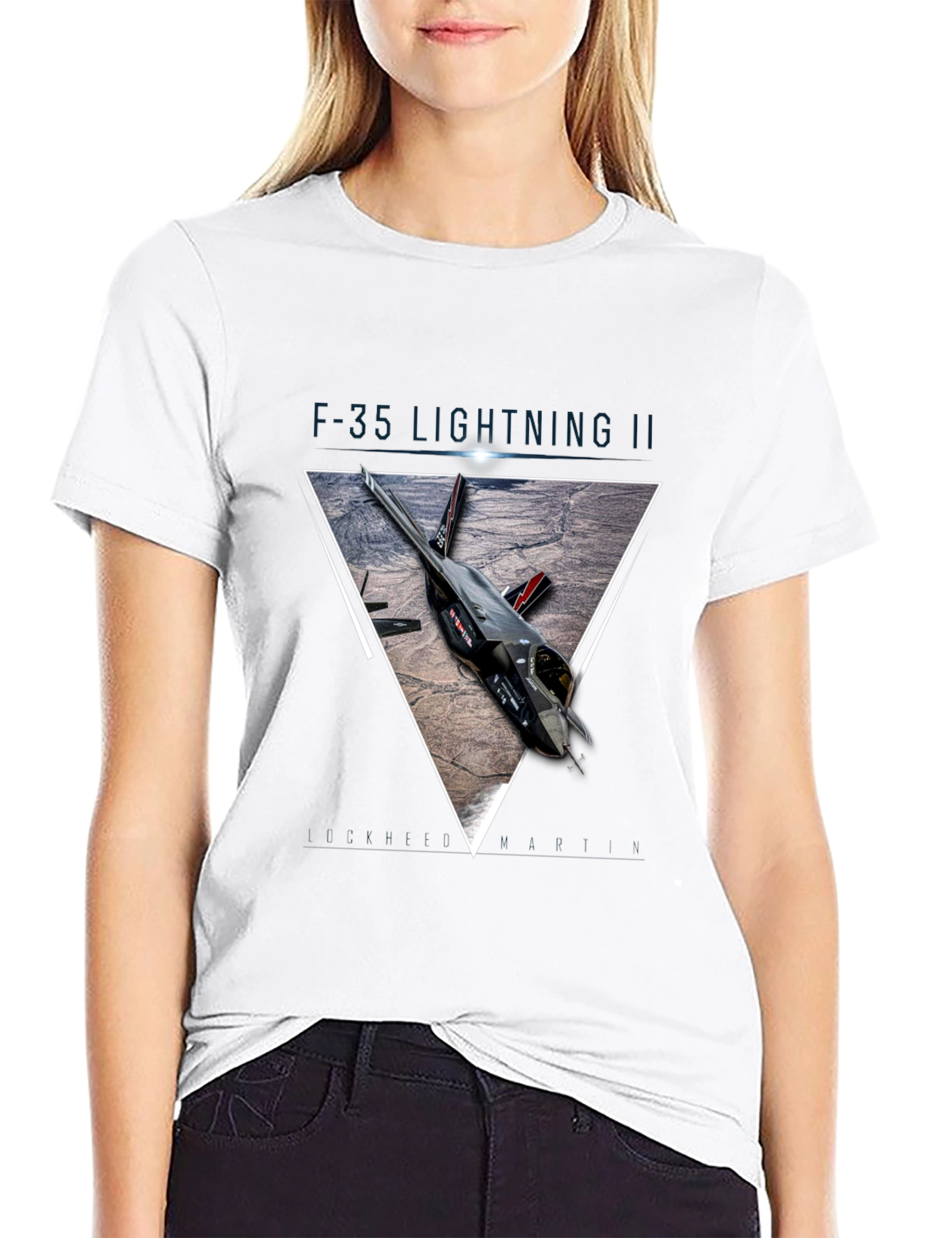 F-35 Lightning II T-Shirt: Geometric Jet Design Premium Cotton
