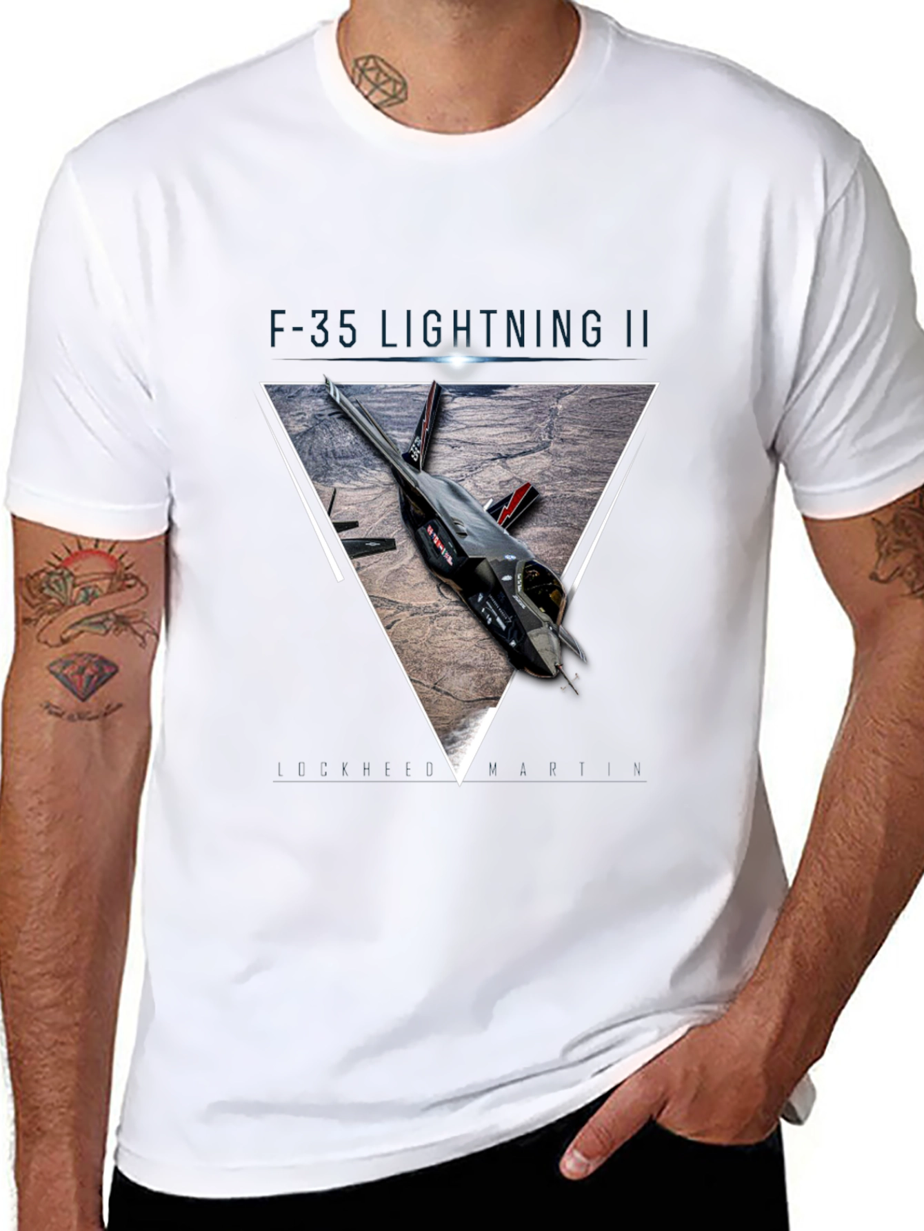 F-35 Lightning II T-Shirt: Geometric Jet Design Premium Cotton