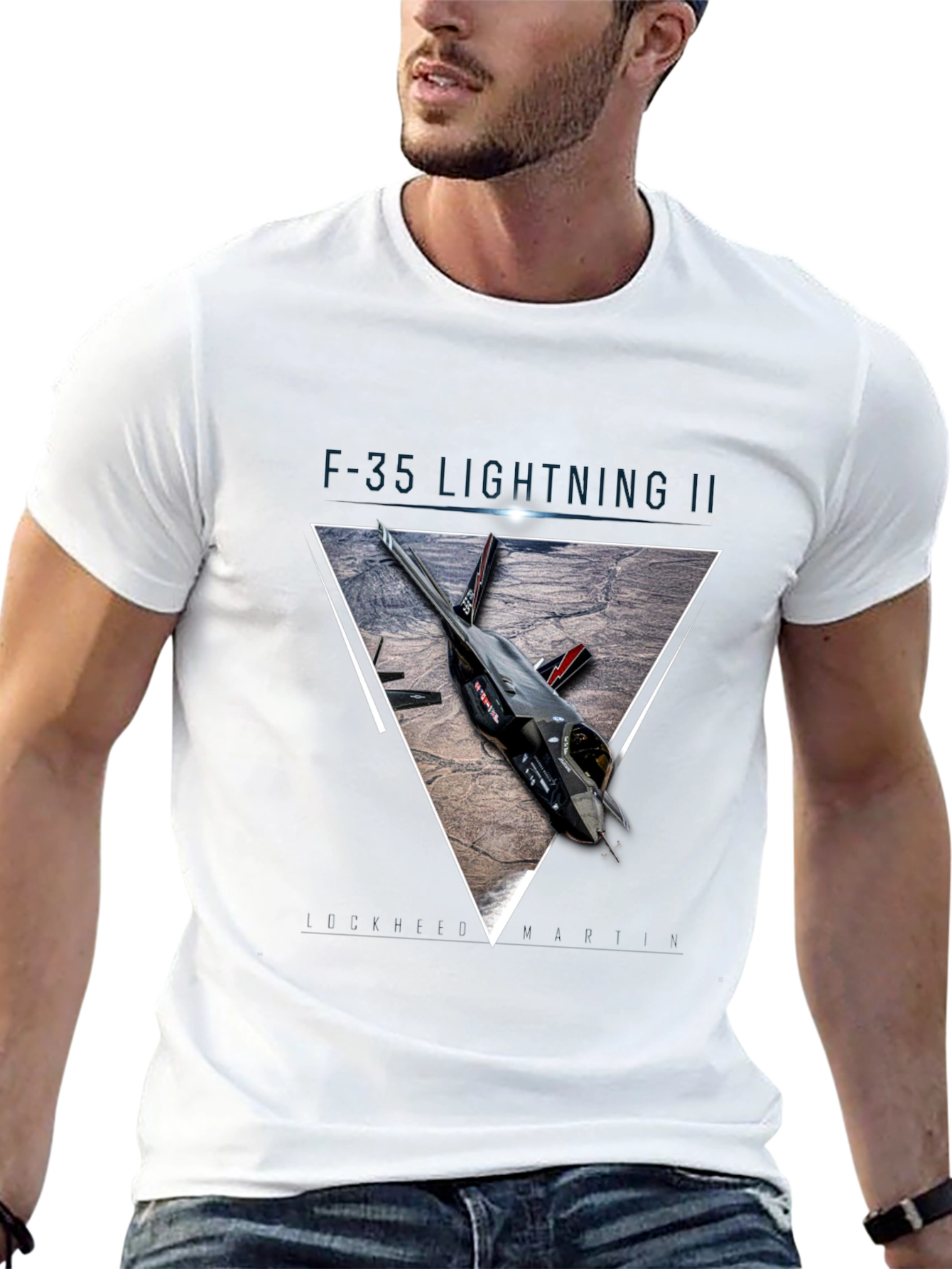 F-35 Lightning II T-Shirt: Geometric Jet Design Premium Cotton