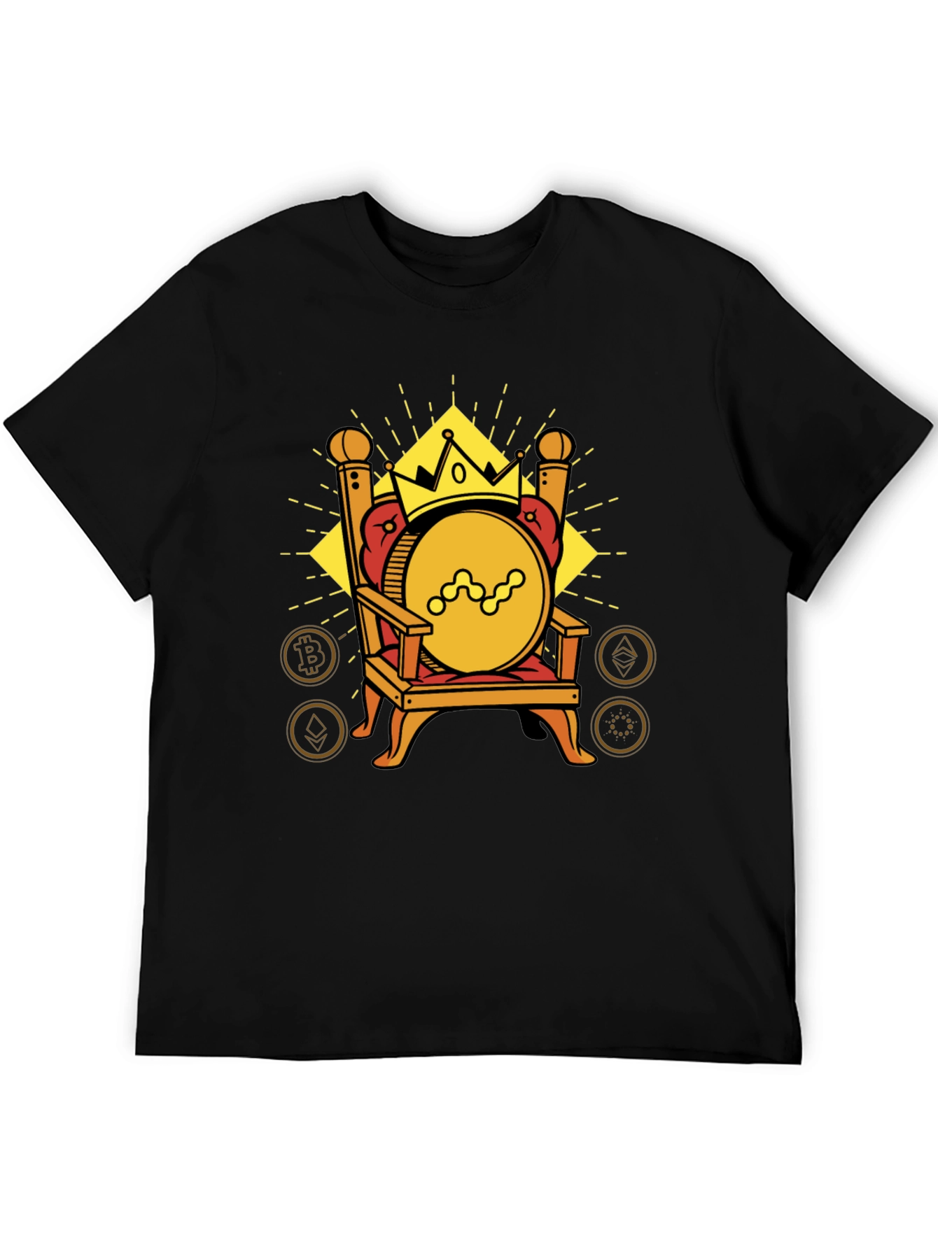 Crypto King T-Shirt - Bitcoin Ethereum Throne Design