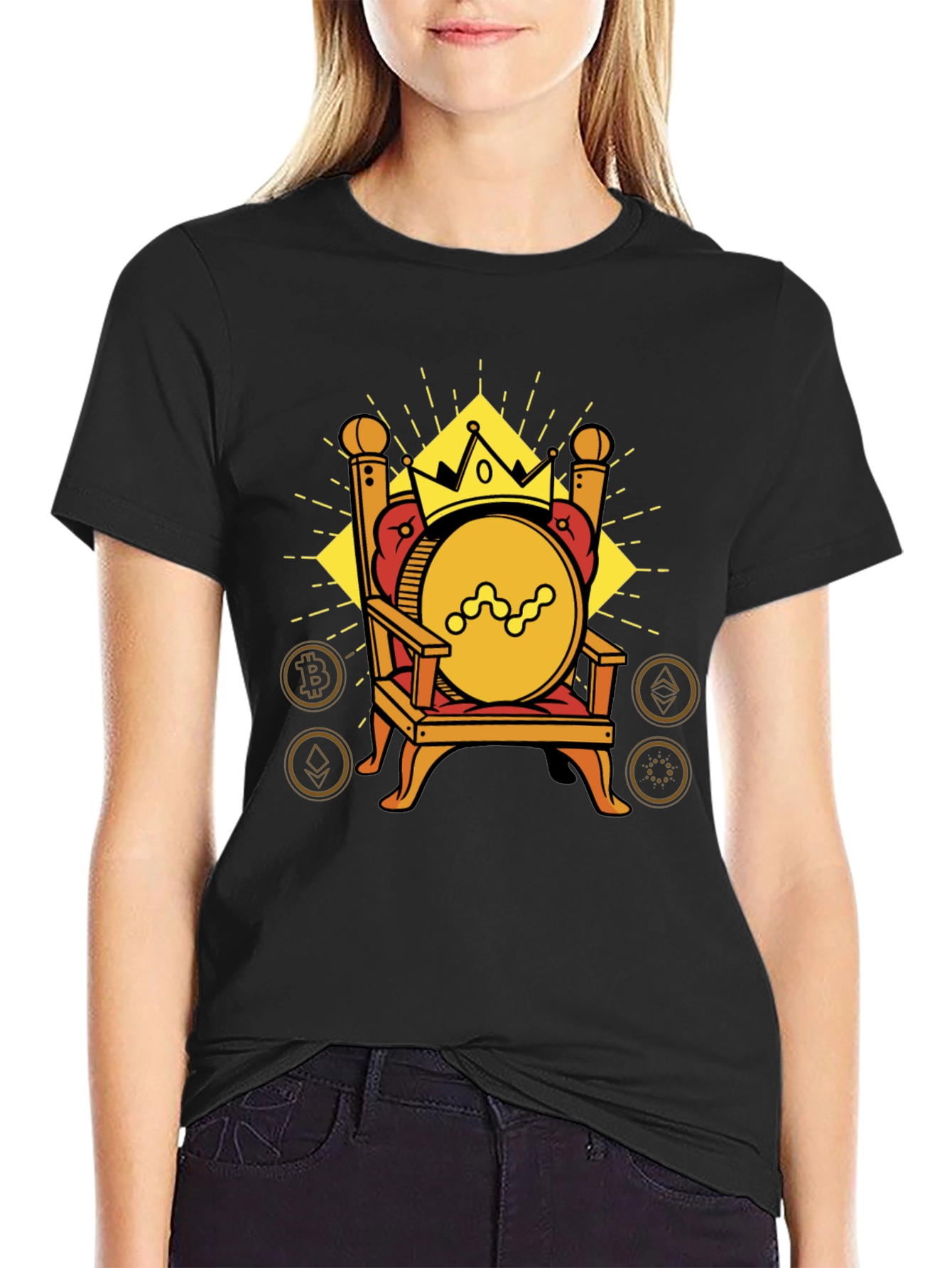 Crypto King T-Shirt - Bitcoin Ethereum Throne Design