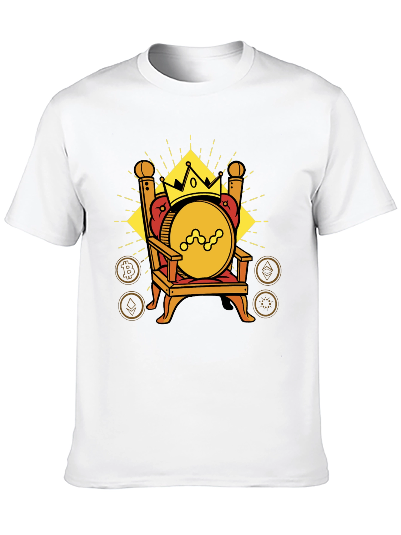 Crypto King T-Shirt - Bitcoin Ethereum Throne Design