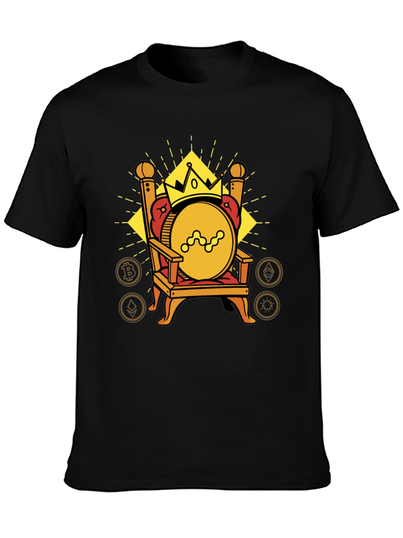 Crypto King T-Shirt - Bitcoin Ethereum Throne Design