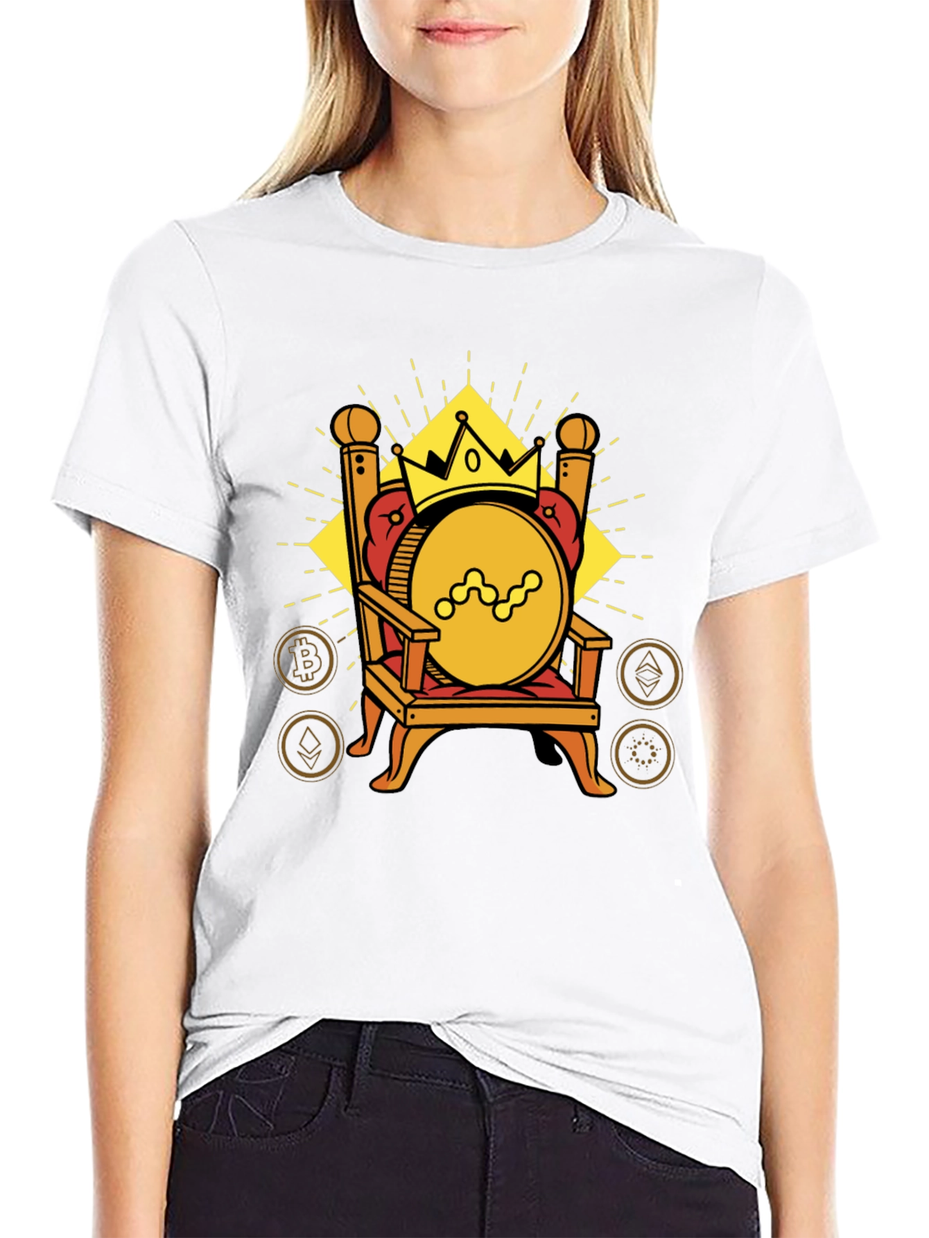 Crypto King T-Shirt - Bitcoin Ethereum Throne Design