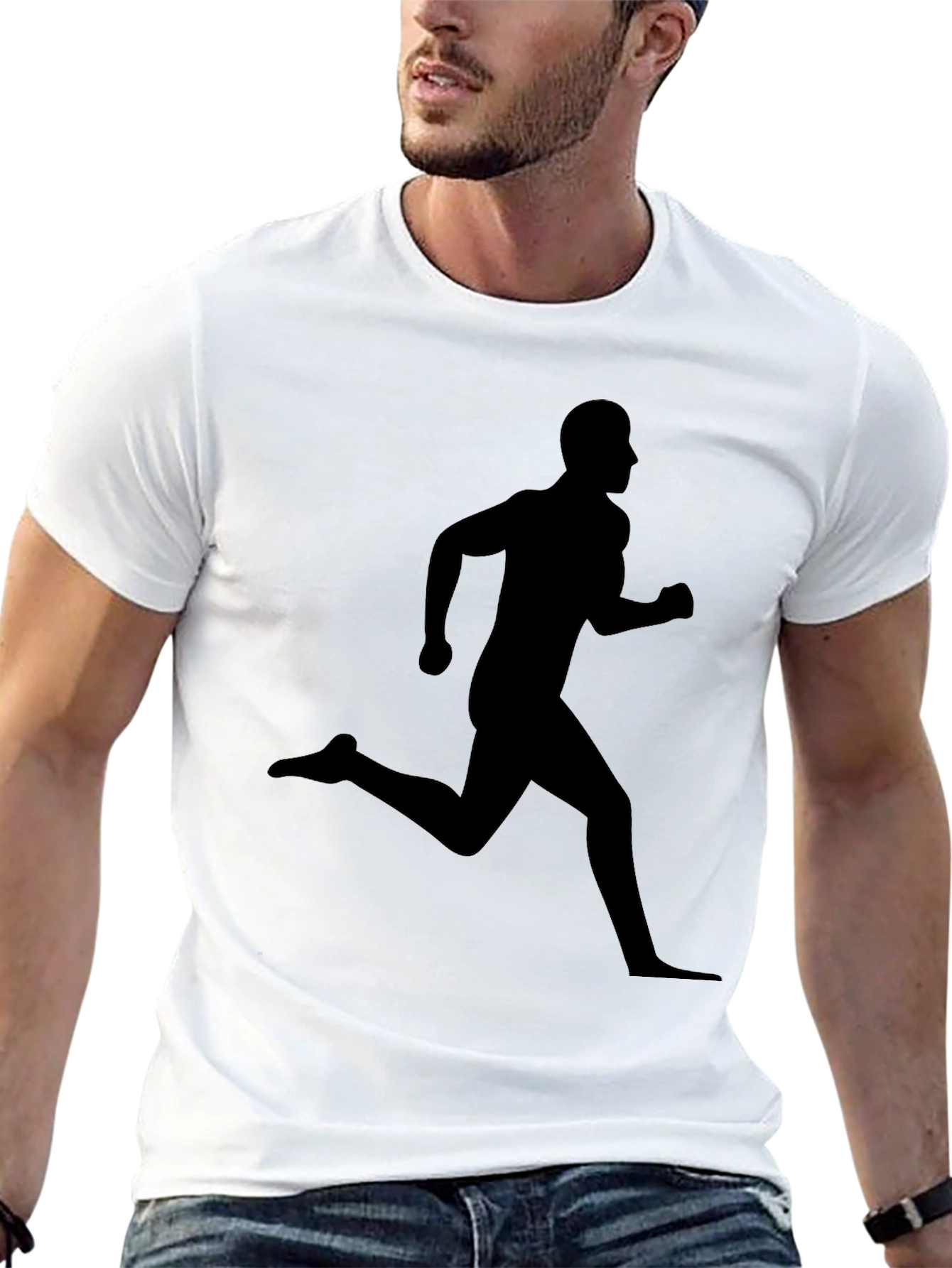 Black Running Man Graphic Tee - Athletic Style