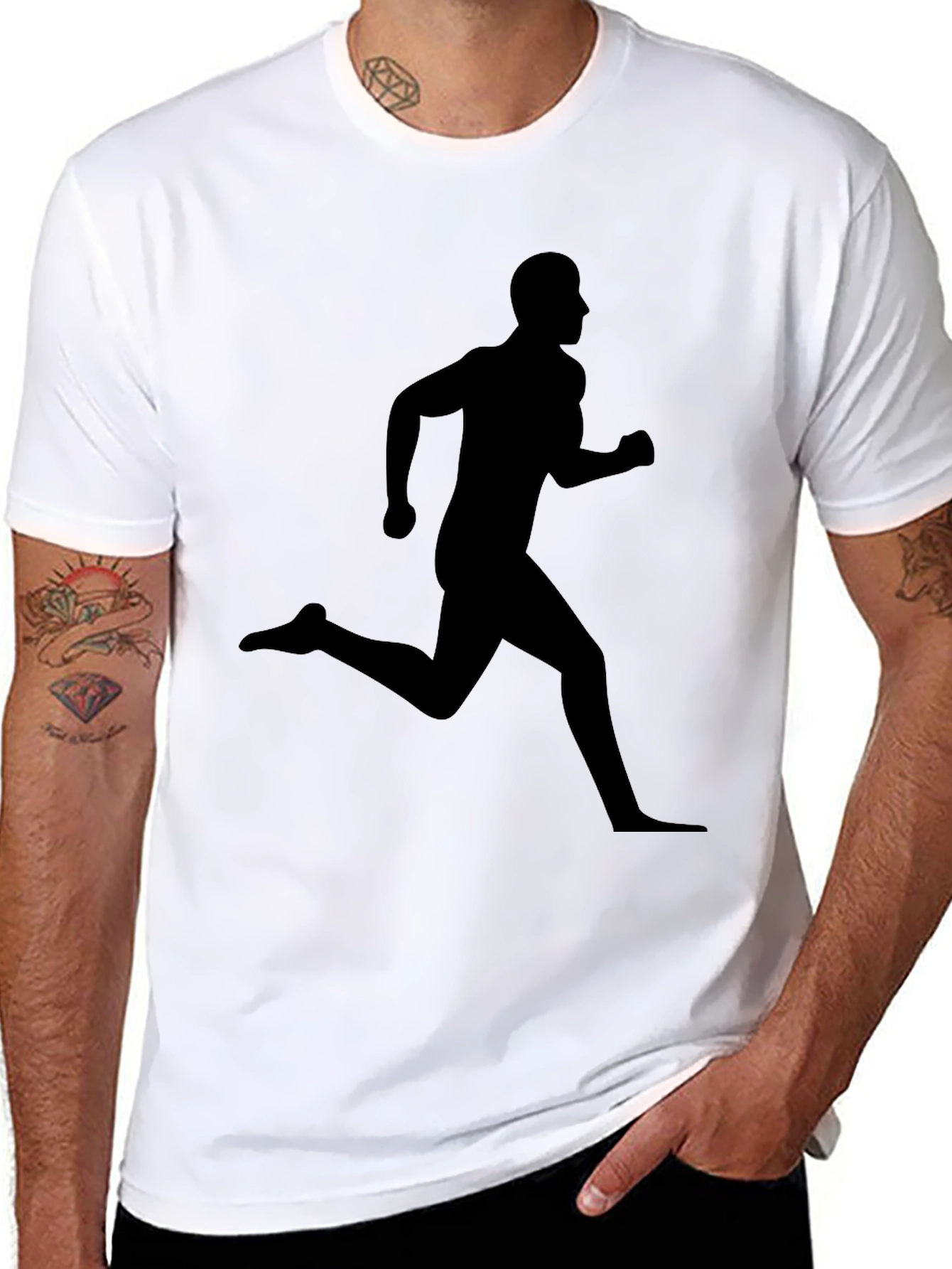Black Running Man Graphic Tee - Athletic Style