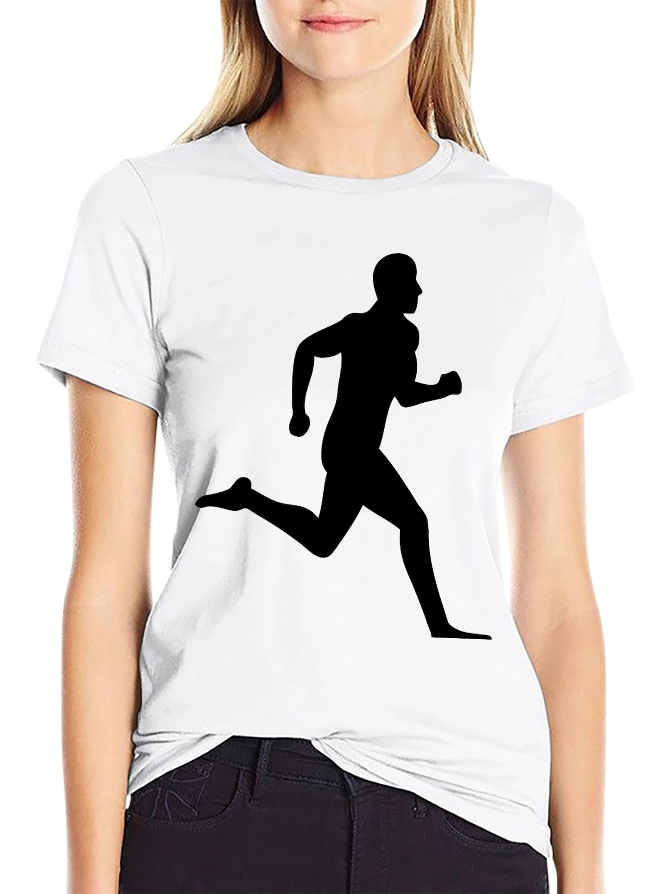 Black Running Man Graphic Tee - Athletic Style