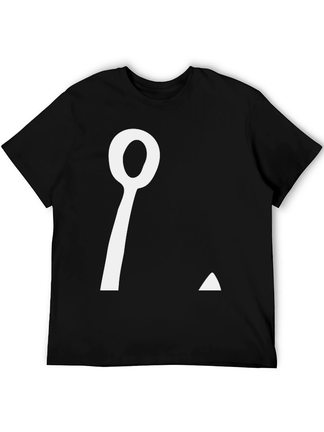Black T-Shirt with Abstract Spoon Graphic