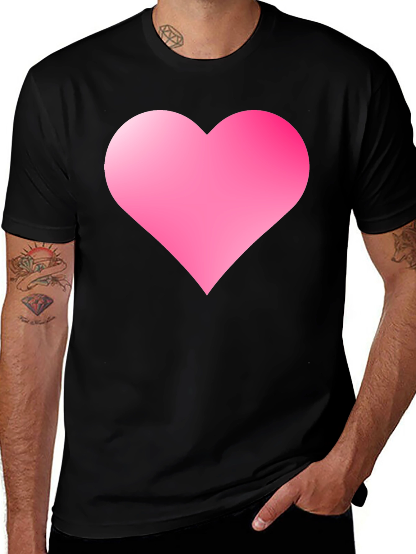 Heart Print Black T-Shirt
