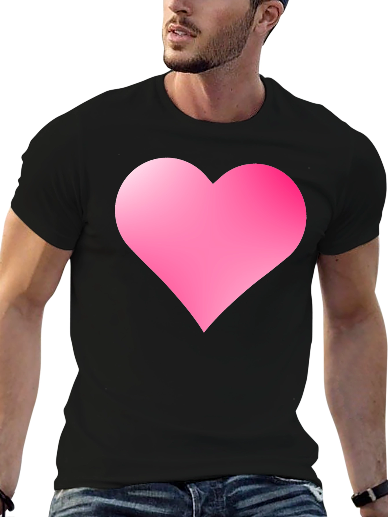 Heart Print Black T-Shirt