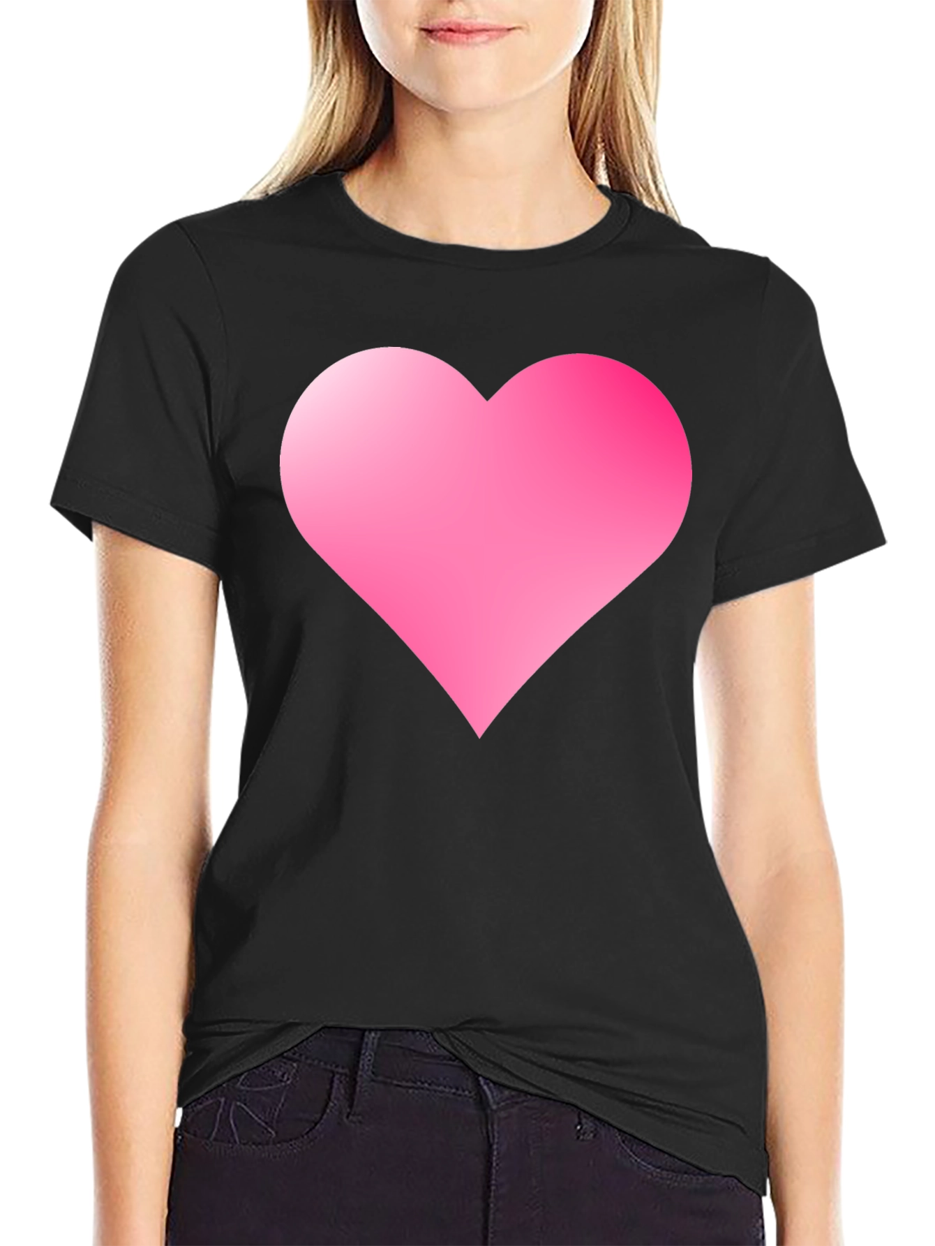 Heart Print Black T-Shirt